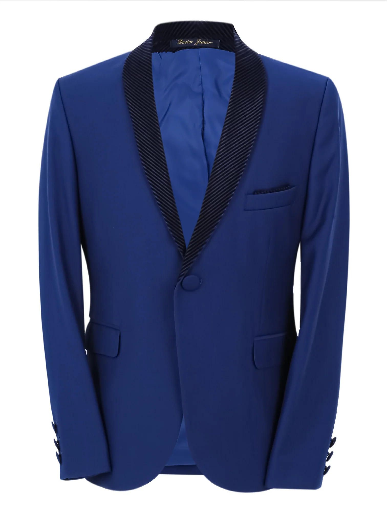 Boys Tuxedo Suit - Corduroy Velvet Waistcoat & shawl lapel - Royal Blue - Image 4