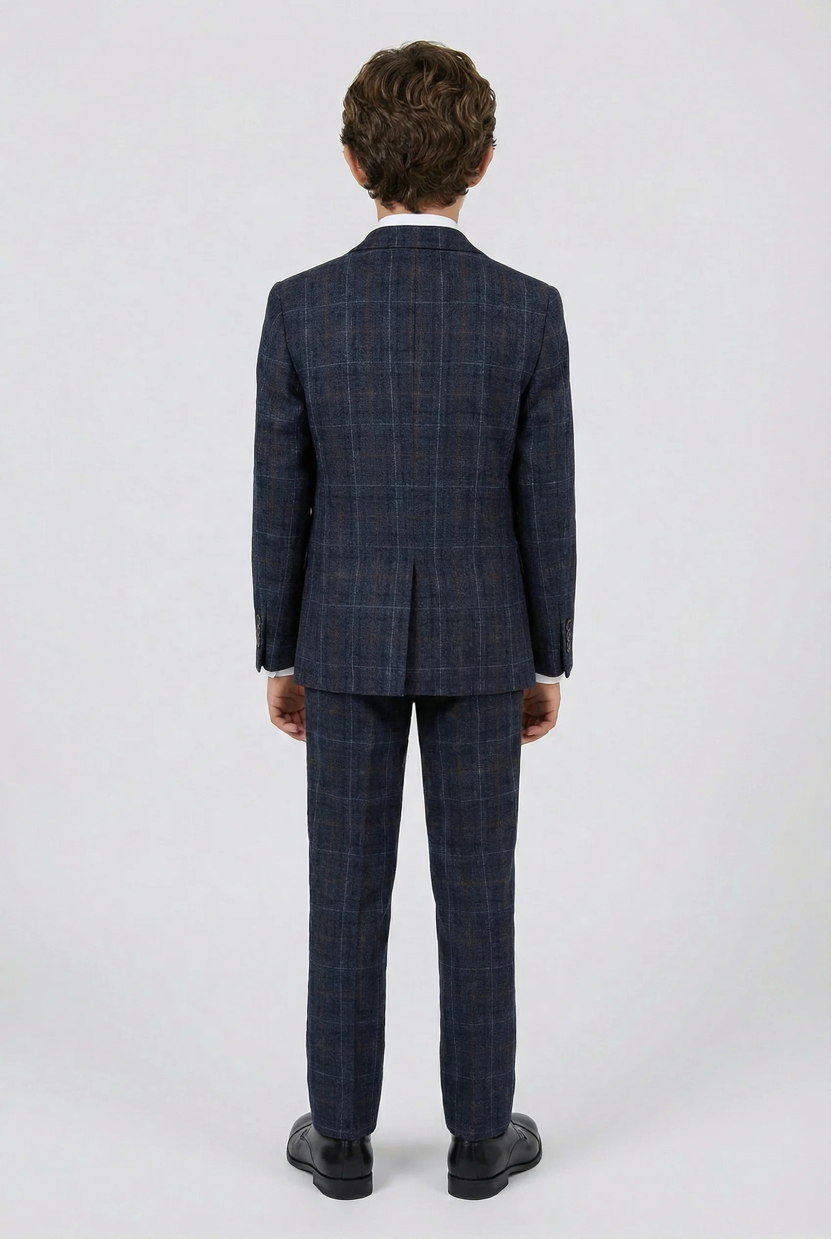 Boys Tailored Fit Retro Check Suit - ANTHONY NAVY - Image 5