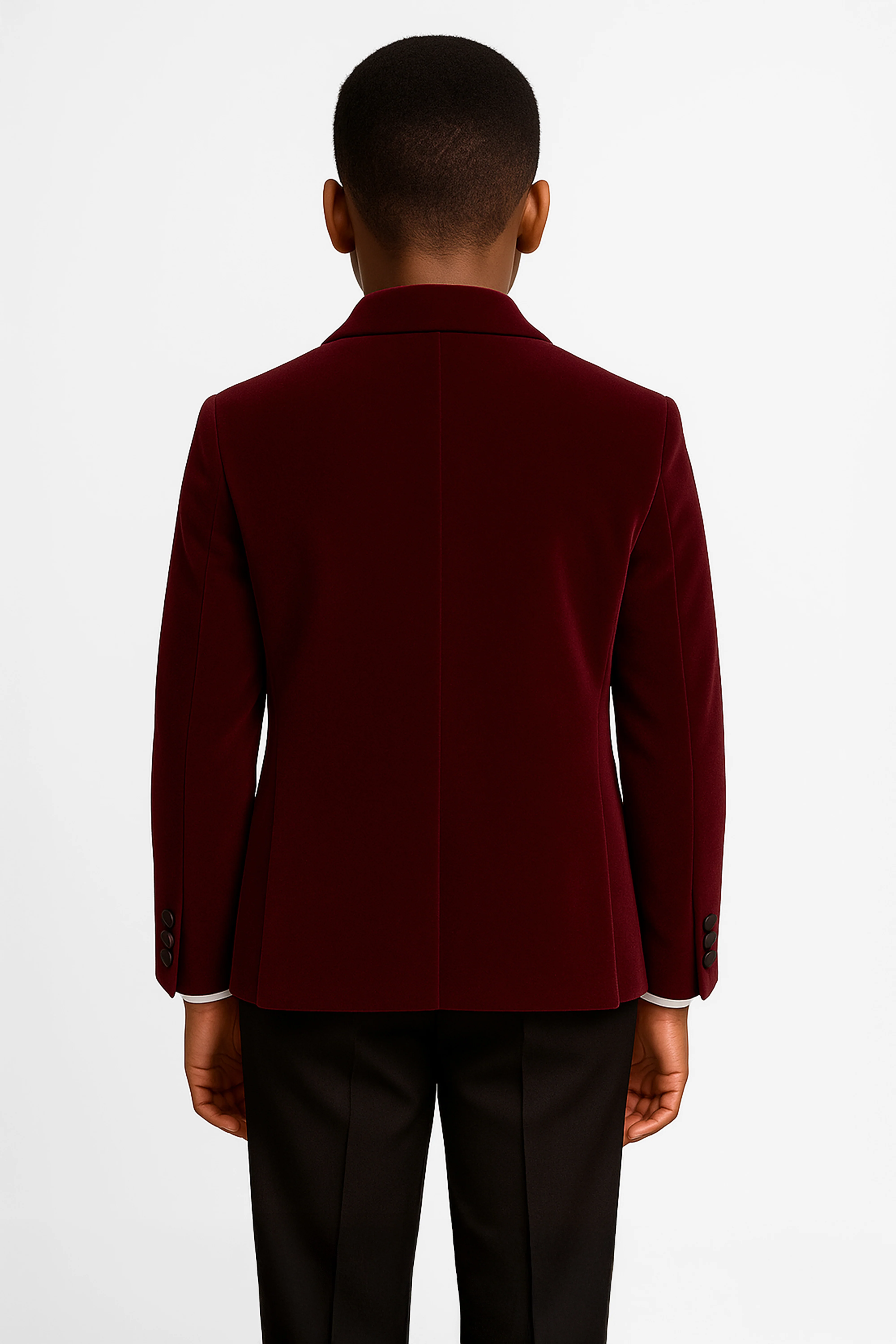 Boys Velvet Blazer Satin Lapel Dinner Jacket - Mayfair - Wine - Image 2