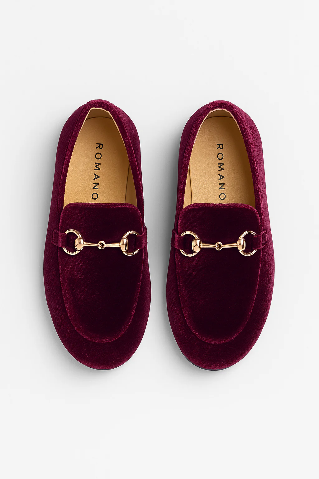 Boys Velvet Horsebit Loafer Shoes - Burgundy - Image 2