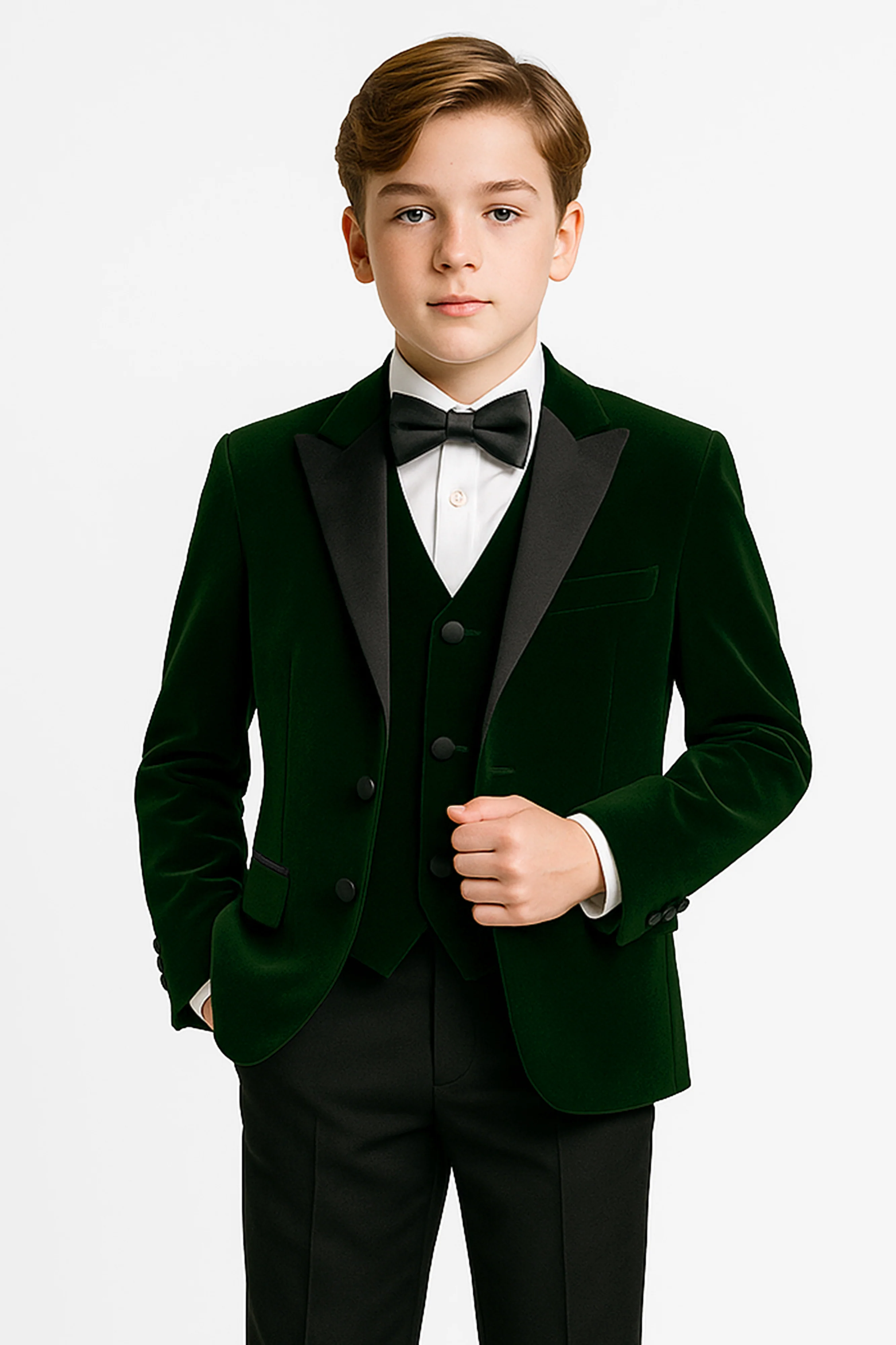 Velvet Satin Lapel Tuxedo Dinner Suit Set - 3-Piece & 5-Piece - MAYFAIR - Green
