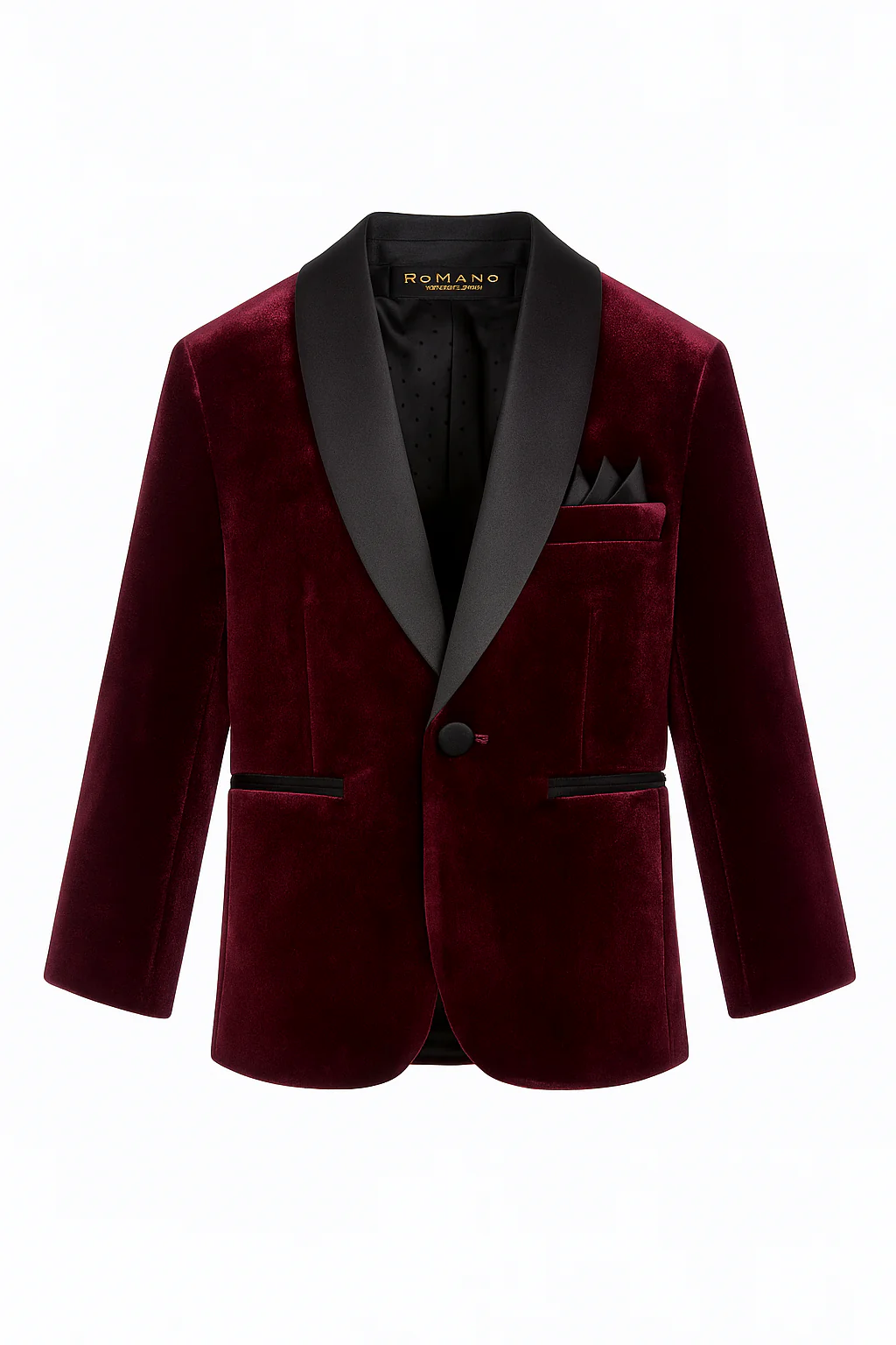 Boys' Velvet Suit with Satin Shawl Lapels - EC103 - Burgundy - Image 5