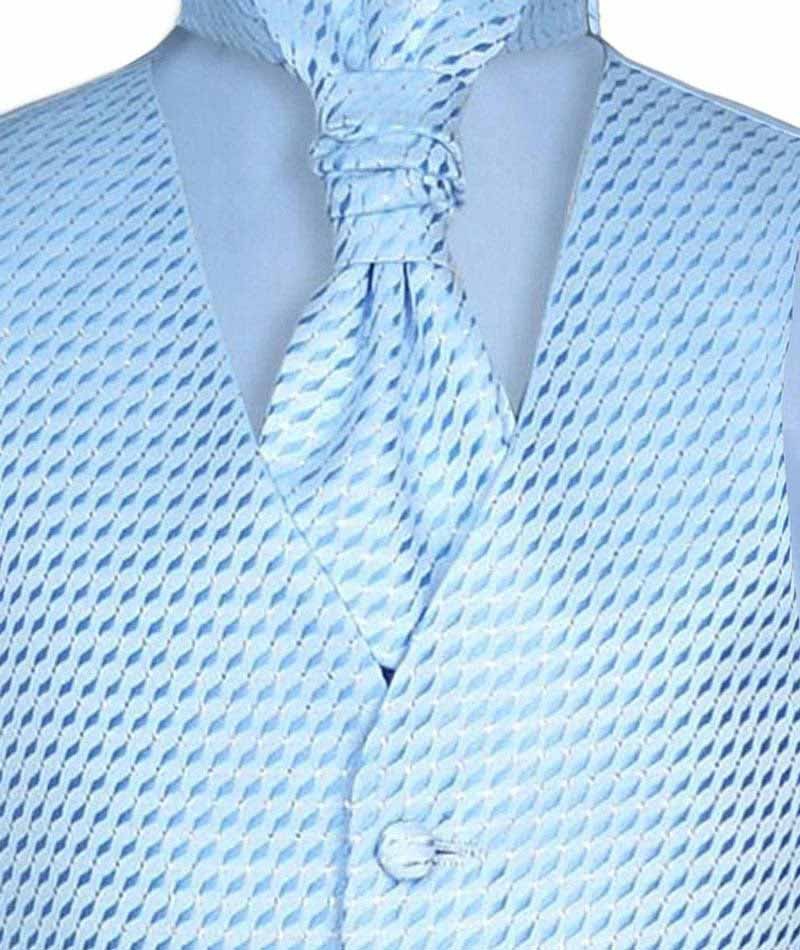 Boys Patterned Waistcoat Cravat Hanky Set - Baby Blue - Image 3