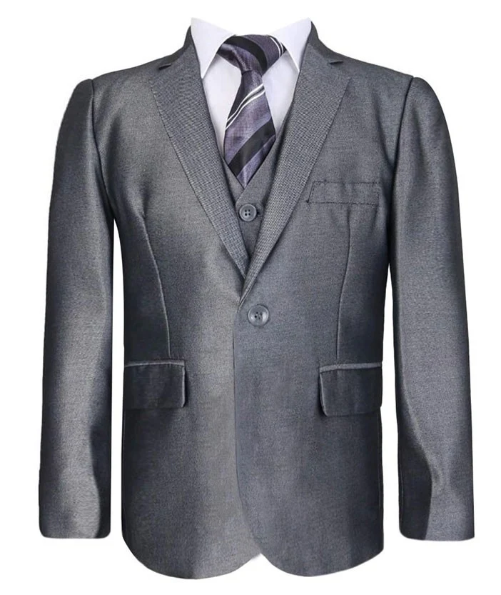 Boys Wedding Silver Suit Set - Dark Silver - Image 5