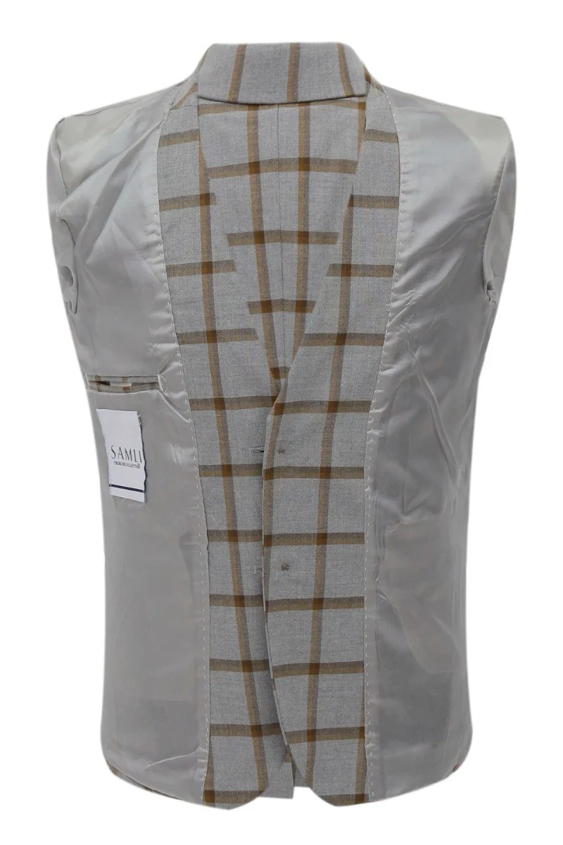 Boys Windowpane Check Suit 7 PC Set - Brown - Image 9