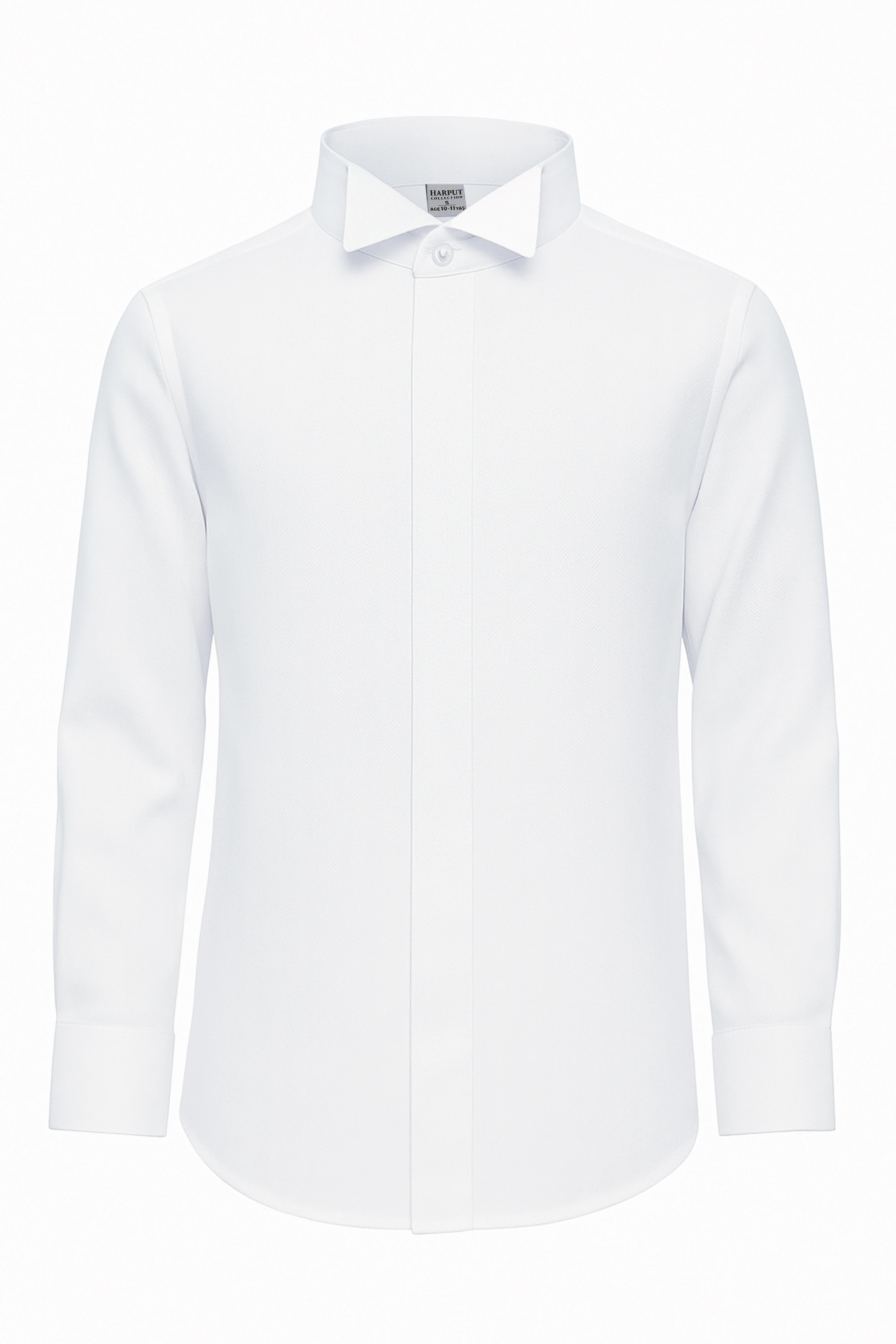 Boys Wing Collar Herringbone Dress Shirt - Harput - White - Image 3