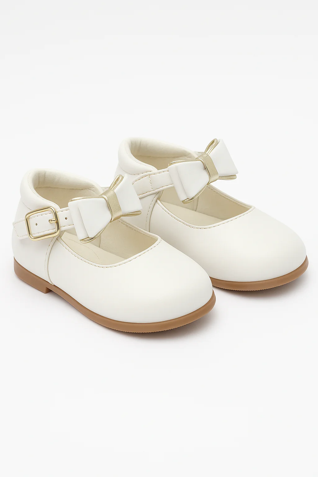 Chic Baby Girls Bow Buckle Shoes - SKY - White - Image 3