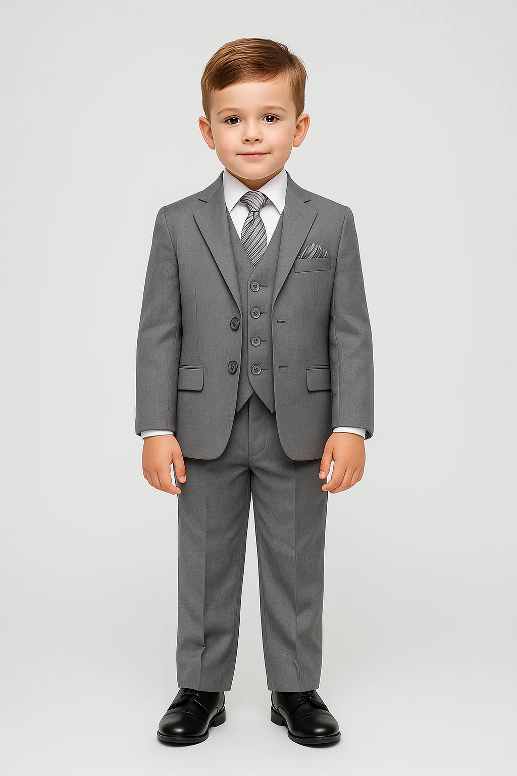 Boys Slim Fit Formal Suit - Sebastian Le Blanc - Grey - Image 2