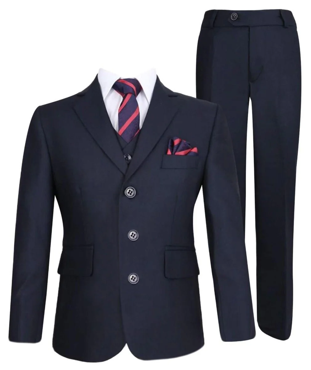Boys Slim Fit Formal Suit - Sebastian Le Blanc - Navy Blue - Image 3