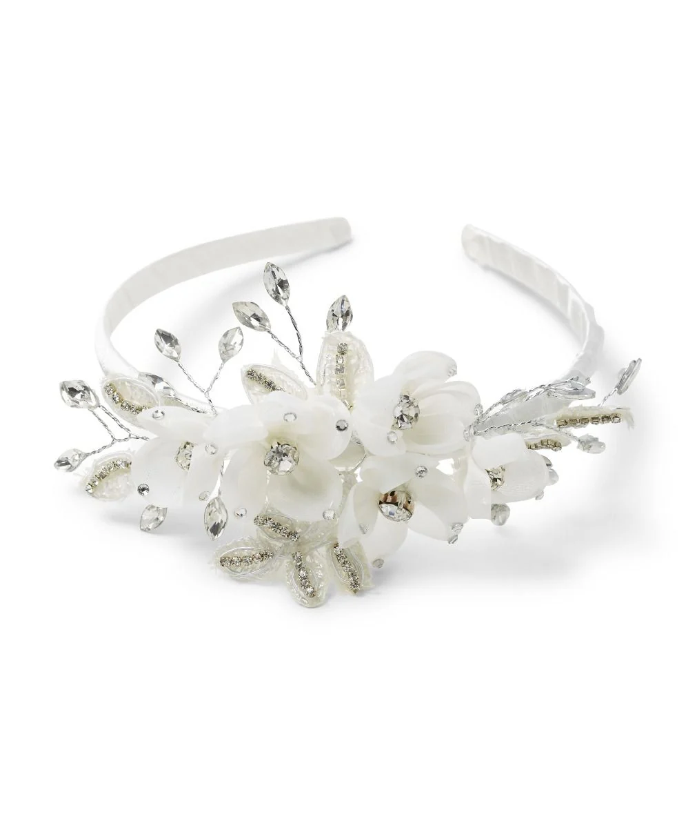 Elegant Girls Floral Crystal Headband - CHB002 - Ivory