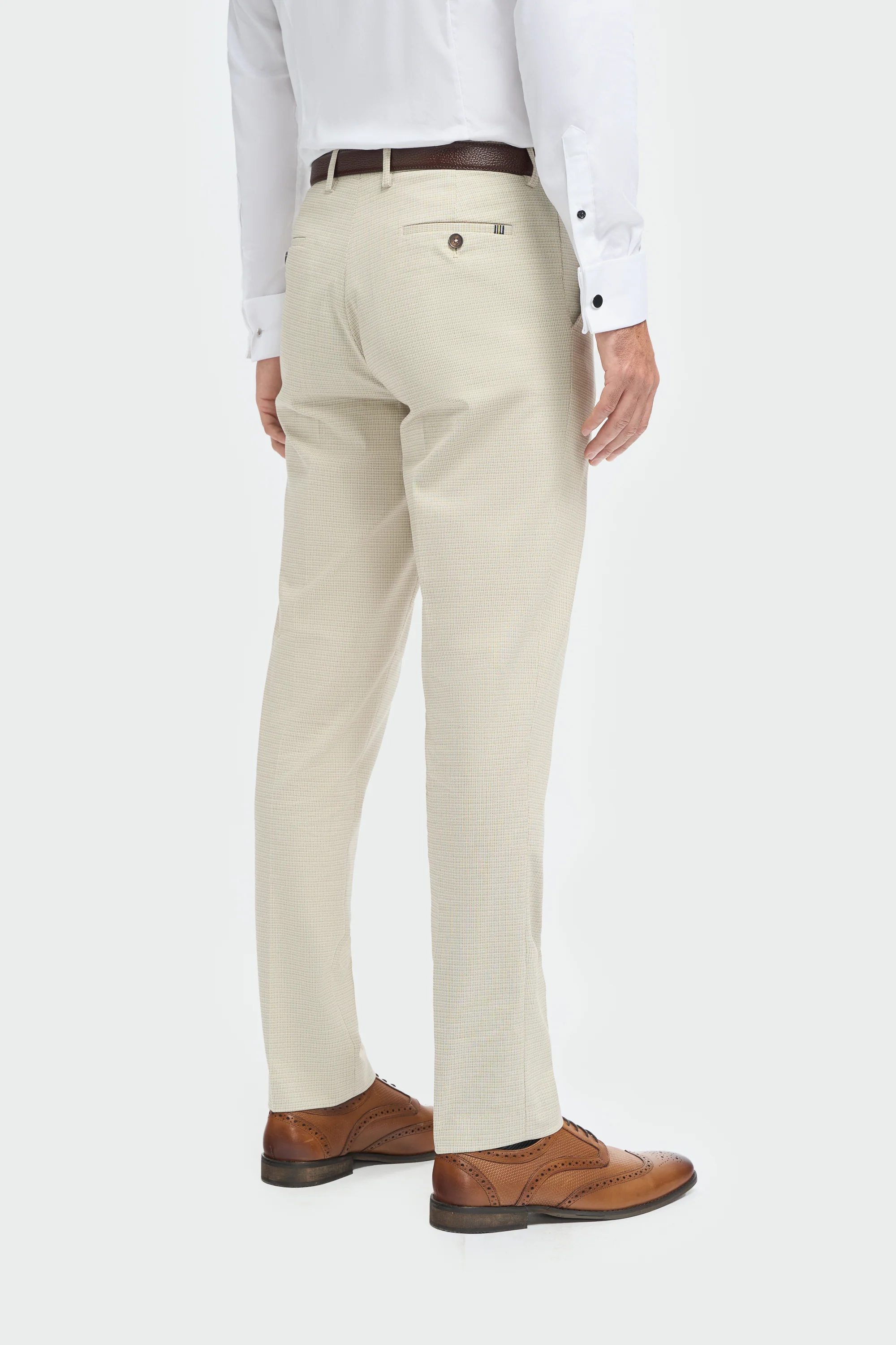 Father & Son Matching Cotton Microcheck 3-Piece Suit Set - Hampton Beige - Image 8