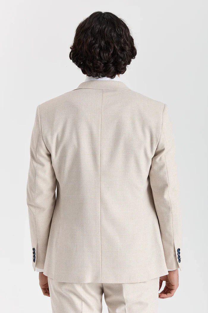 Father & Son Matching Glen Check Tweed 3-Piece Suit Set - Regent Cream - Image 4