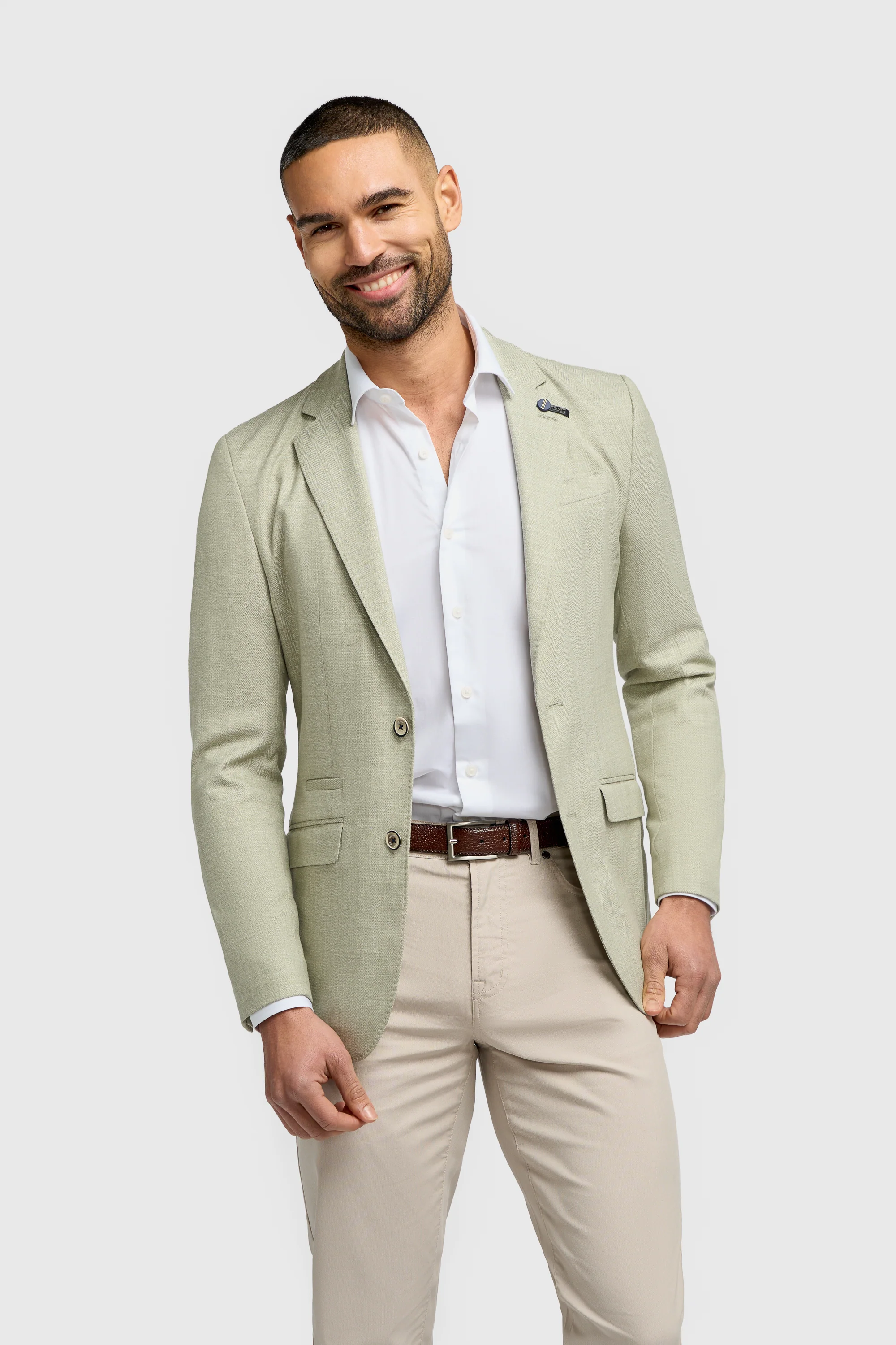 Father & Son Matching Herringbone Twill Blazer - Sage Green - Image 2