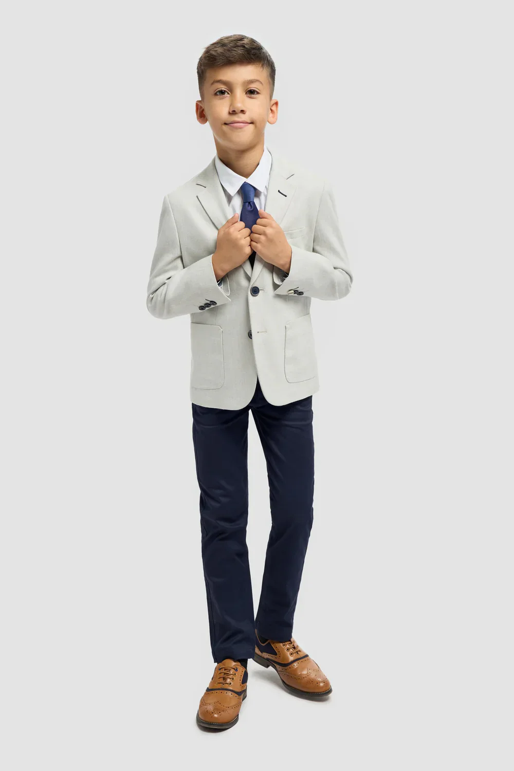 Father & Son Matching Linen Herringbone Blazer – Slate Grey - Image 6