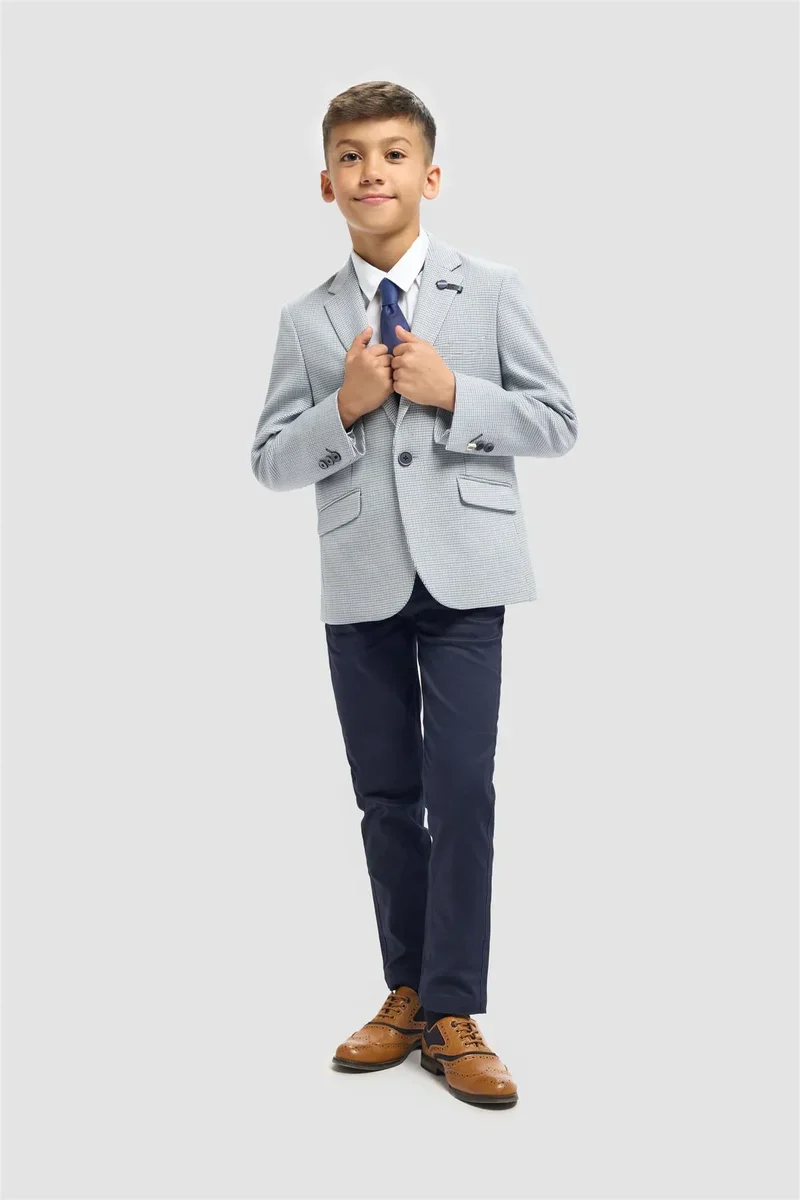 Father & Son Matching Puppytooth Check Blazer - Blue - Image 6