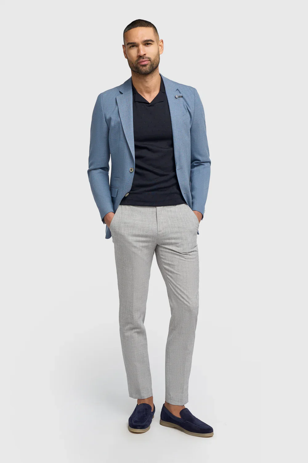 Father & Son Matching Puppytooth Check Blazer - Sky Blue - Image 3