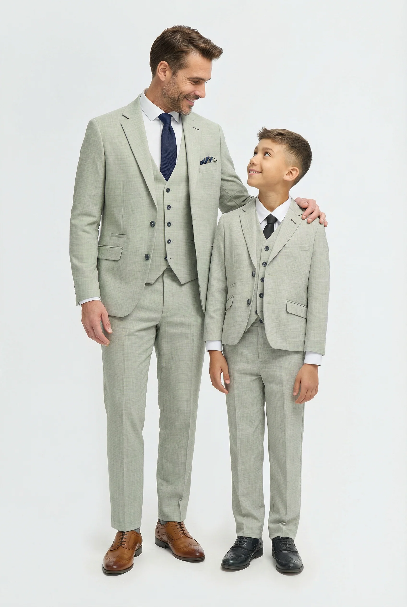 Father & Son Matching Textured 3-Piece Suit Set - Camden Sage - Image 3