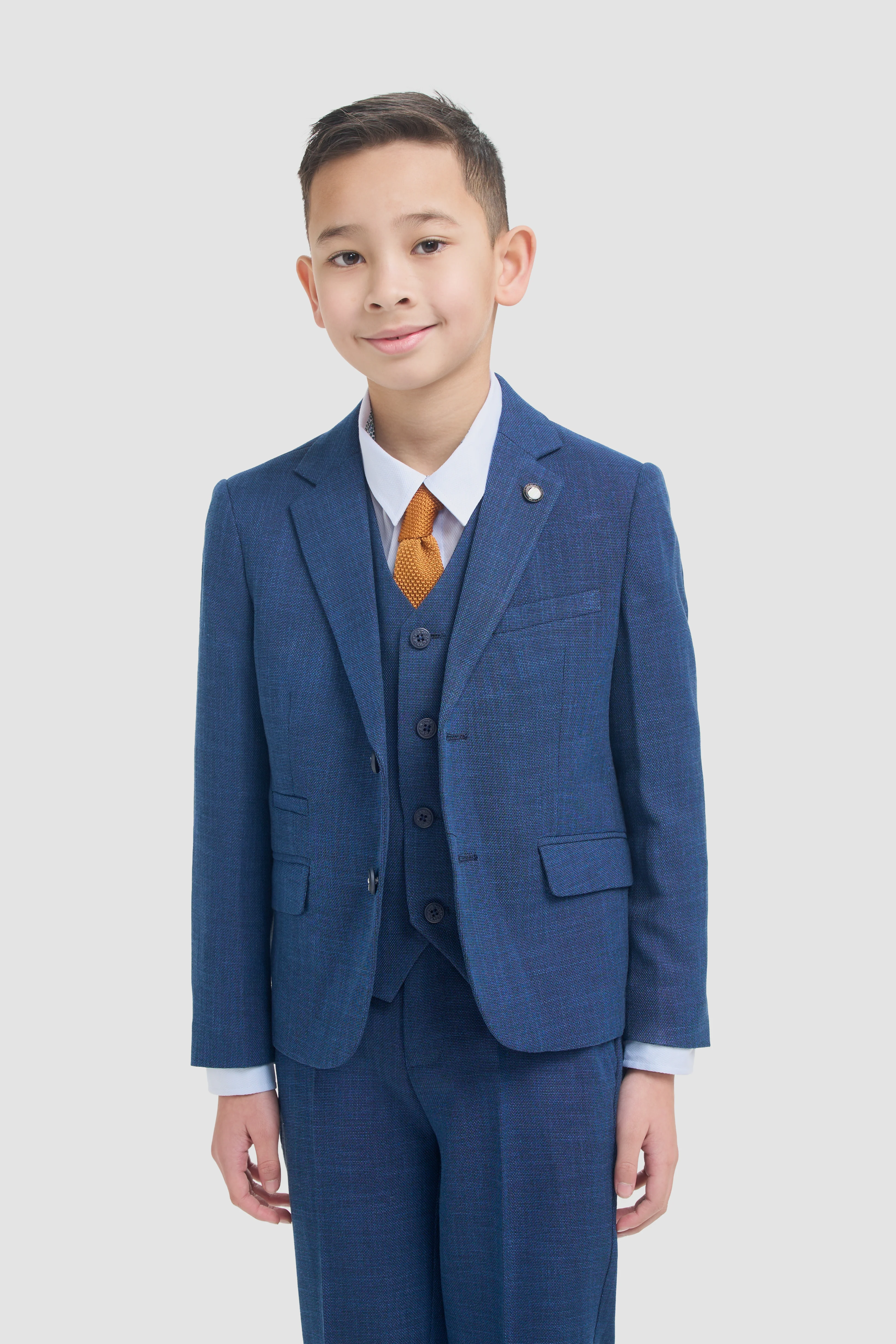 Father & Son Matching Textured 3-Piece Suit Set - Miami - Blue - Image 6