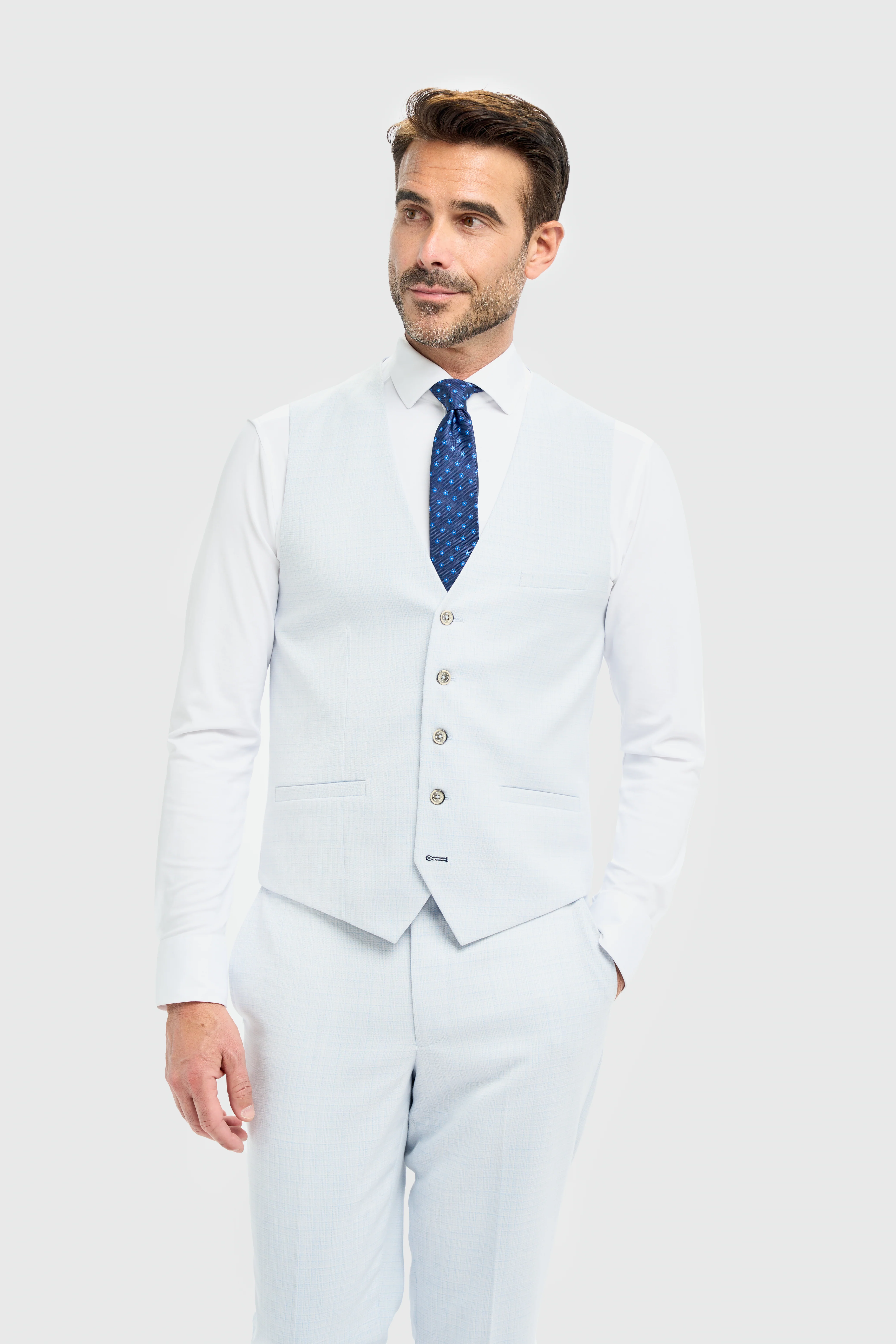 Father & Son Matching Textured 3-Piece Suit Set - Tropez Sky Blue - Image 5