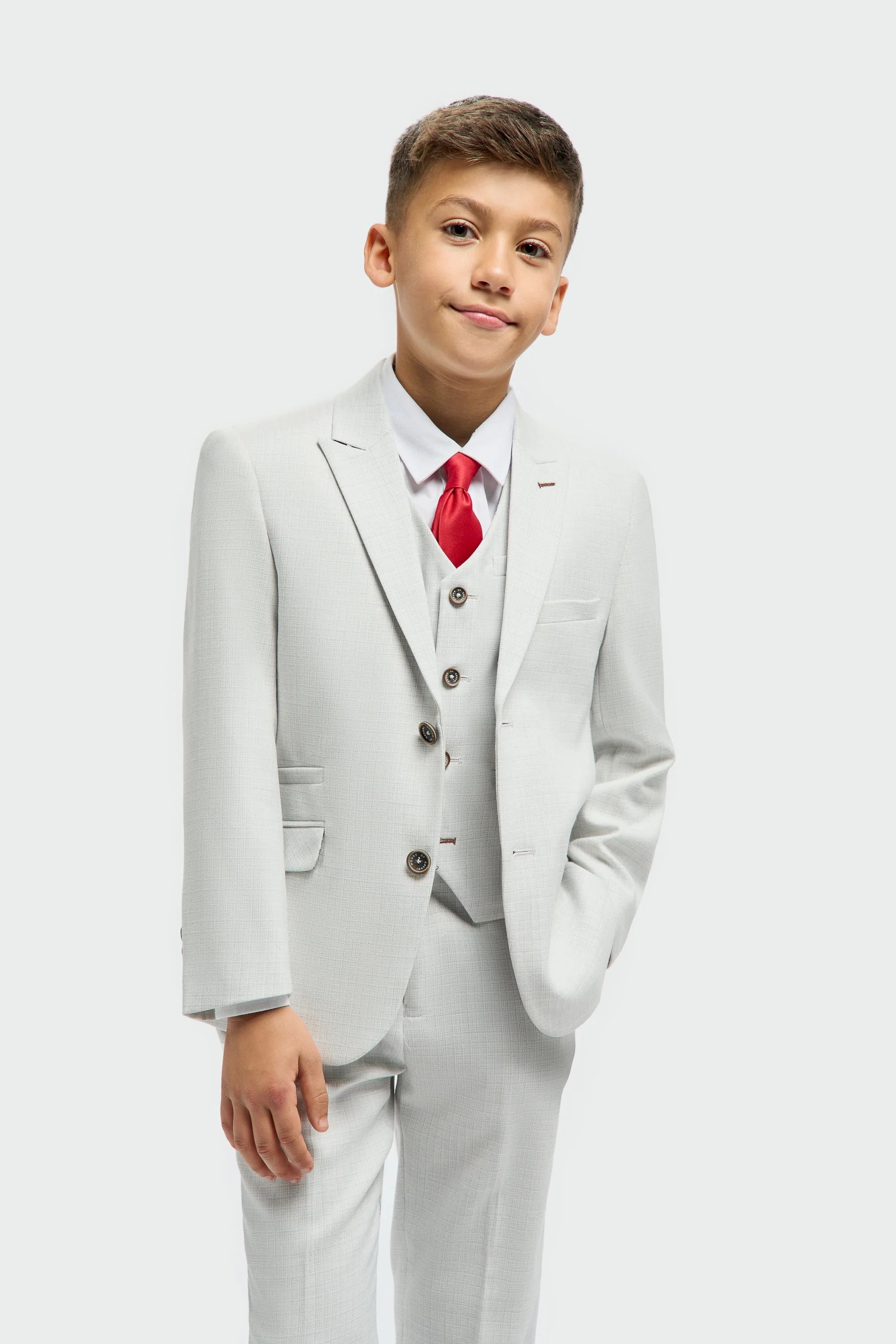 Father & Son Matching Textured 3-Piece Suit Set - Tropez Slate - Image 11