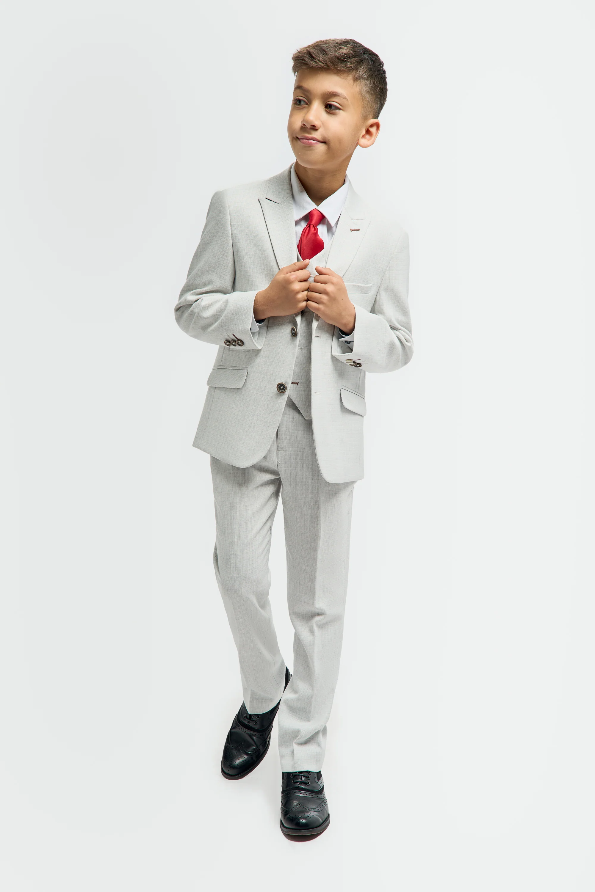 Father & Son Matching Textured 3-Piece Suit Set - Tropez Slate - Image 12