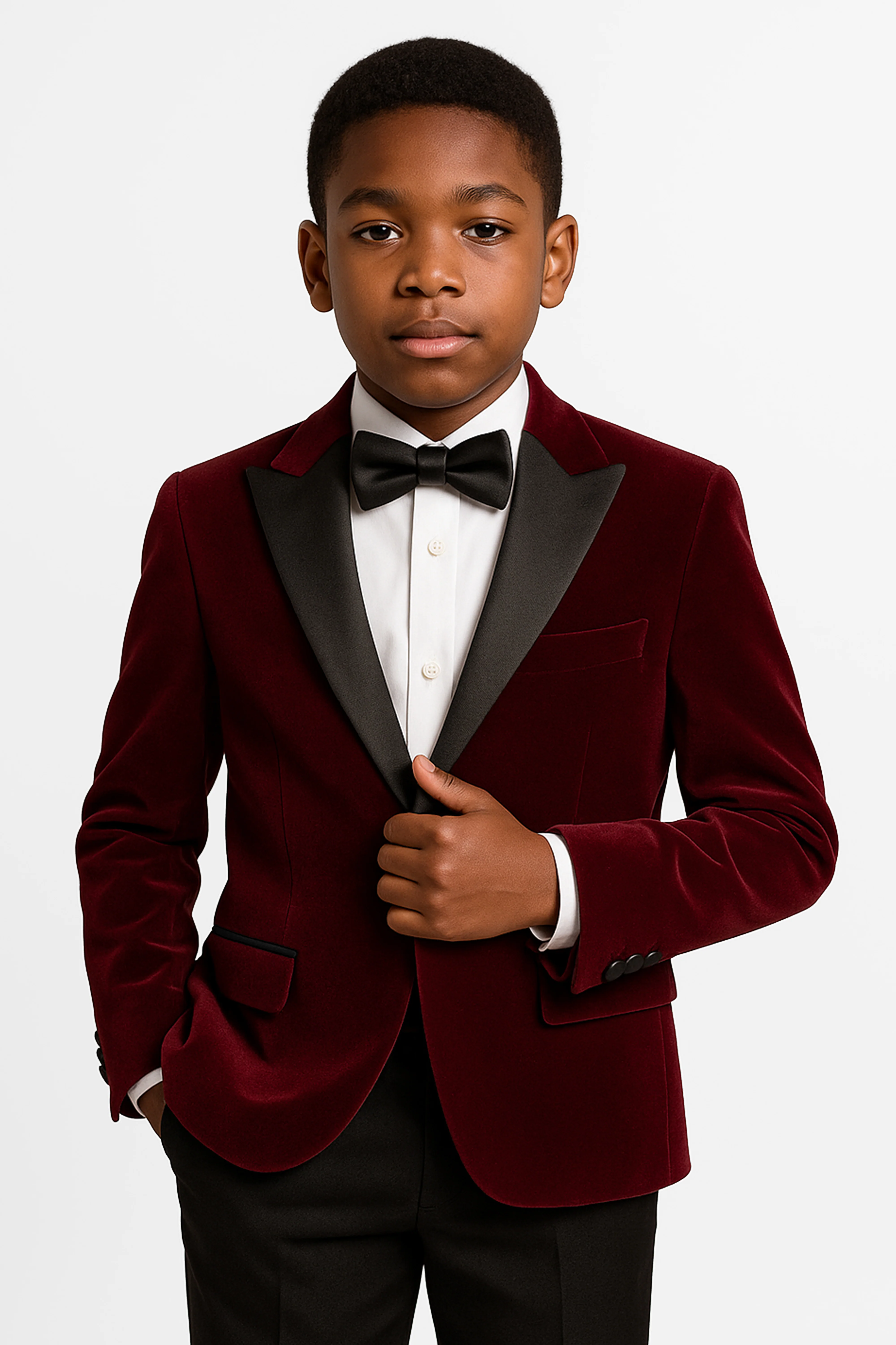 Boys Velvet Blazer Satin Lapel Dinner Jacket - Mayfair - Wine