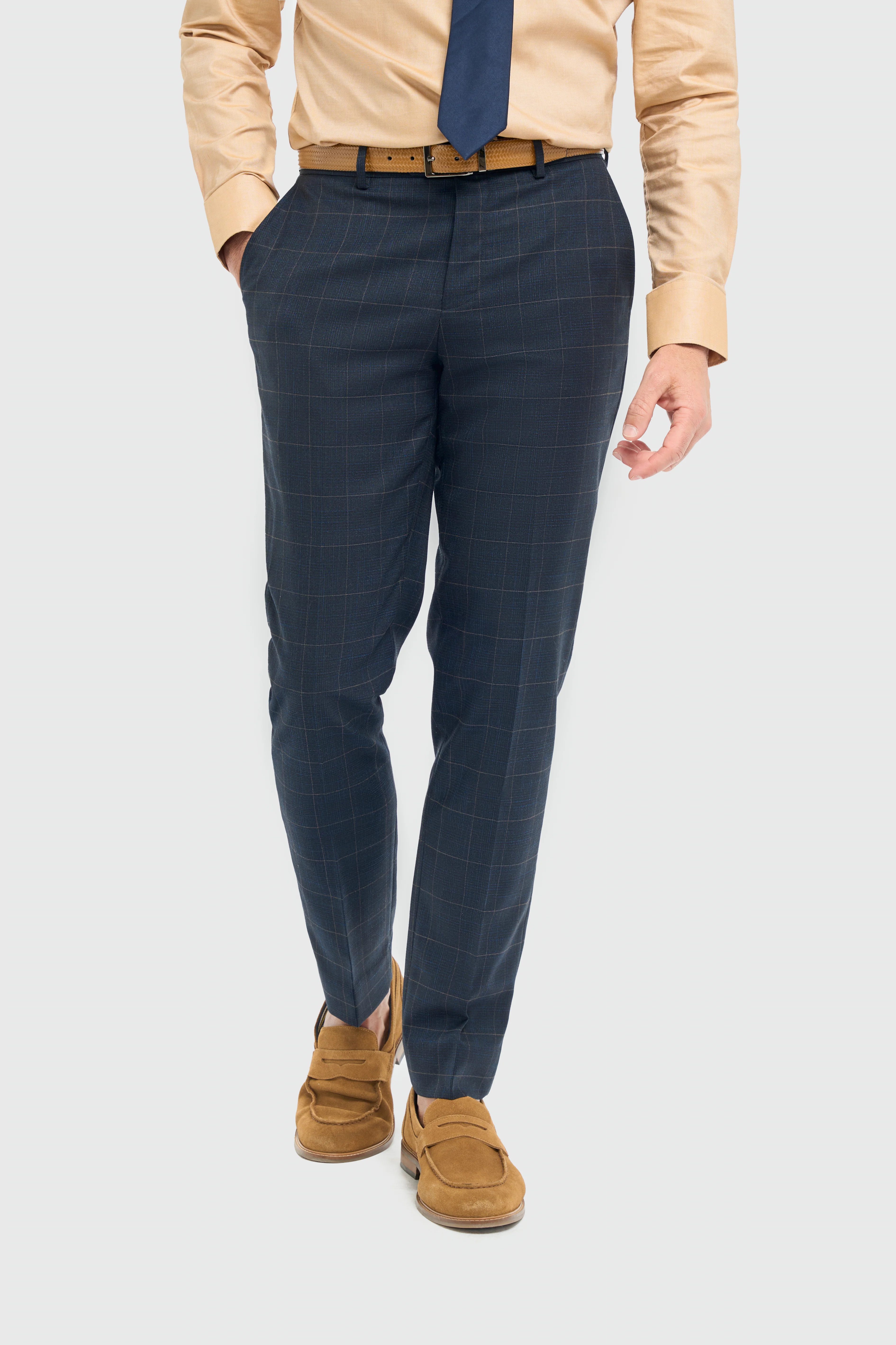 Father & Son Matching Windowpane Check 3-Piece Suit Set - Torino Navy - Image 7