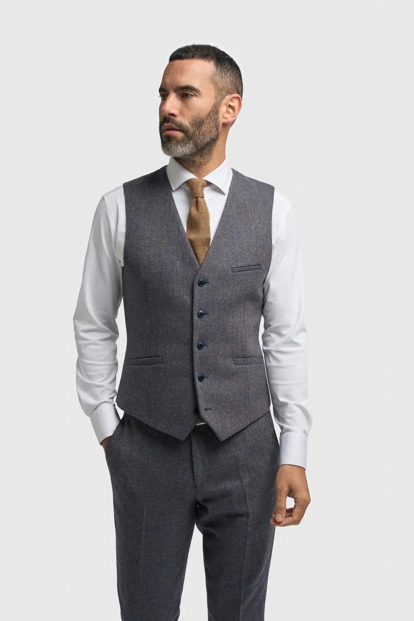 Father & Son Matching Wool Herringbone 3-Piece Suit Set - Thomas - Savoy Grey - Image 5