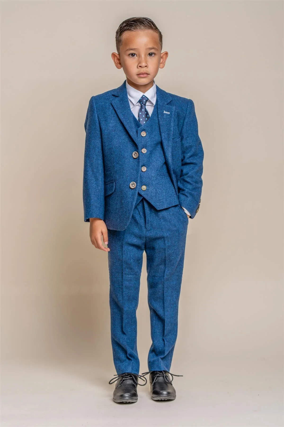 Father & Son Matching Wool Tweed 3-Piece Suit Set - Orson Blue - Image 5