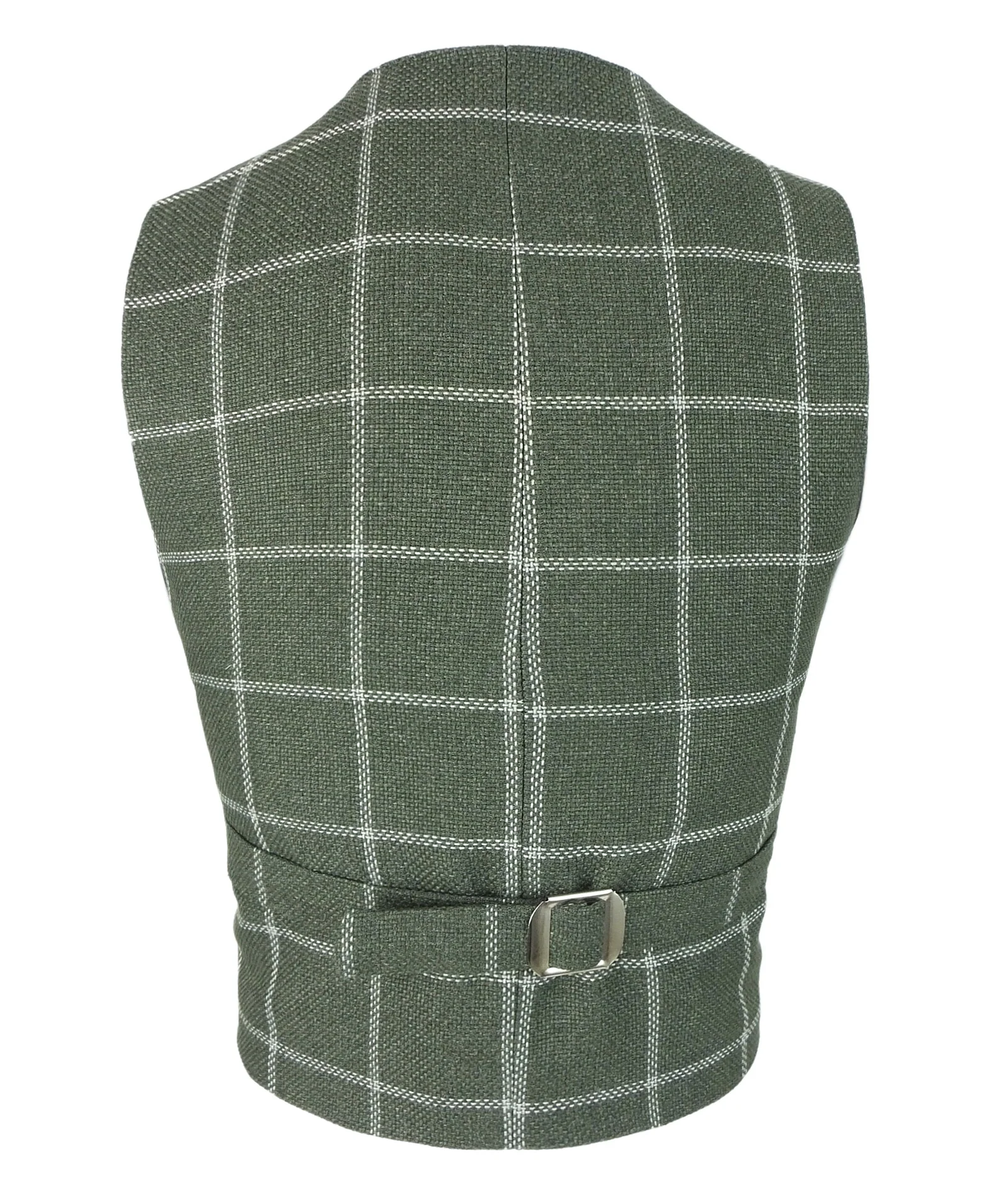 Boys Plaid Check Waistcoat Set - Sage Green - Image 3