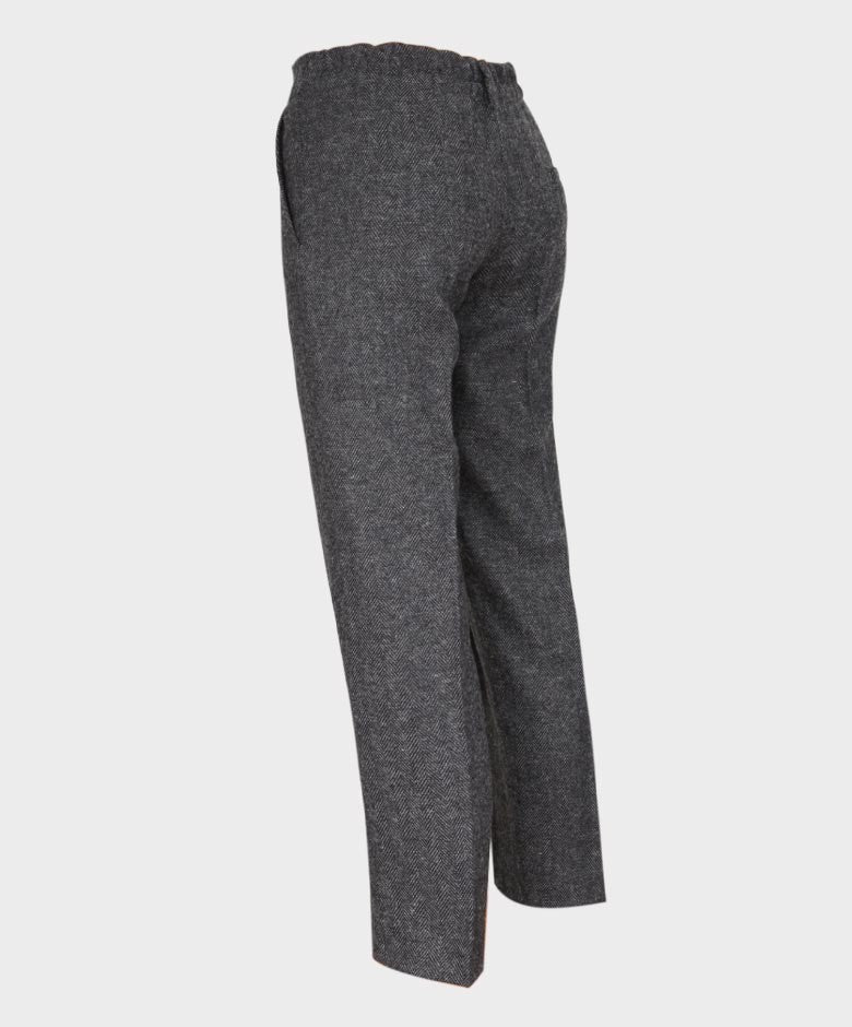 Boys Tailored Fit Herringbone Grey Trousers - GEORGE - Dark Grey - Image 4