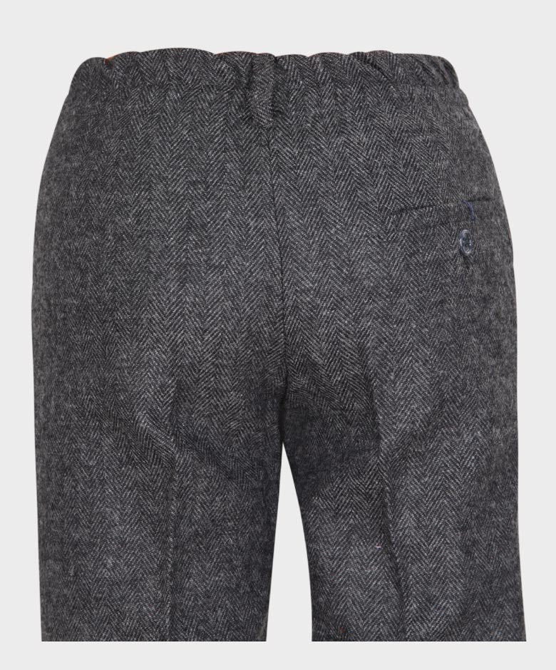 Boys Tailored Fit Herringbone Grey Trousers - GEORGE - Dark Grey - Image 6