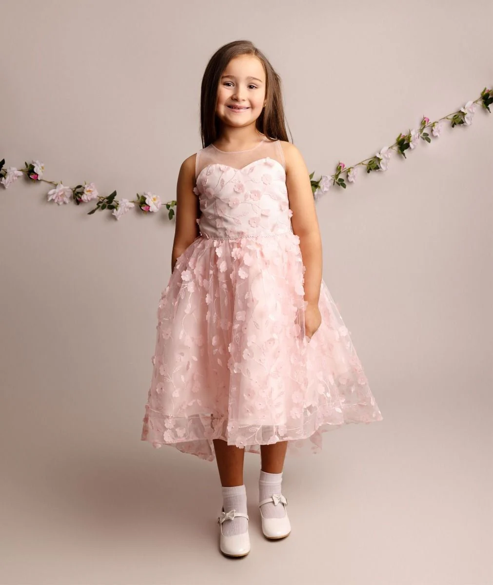 Floral Dress for Girls - COURTNEY - Pink - Image 4