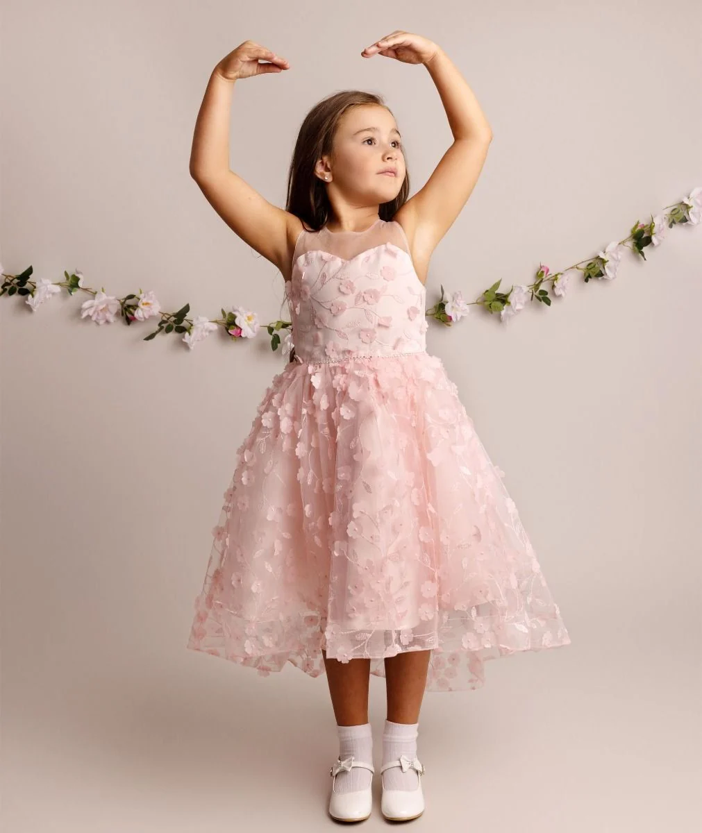 Floral Dress for Girls - COURTNEY - Pink - Image 5