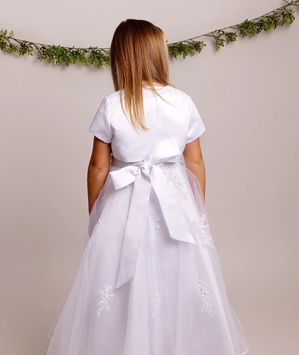 Flower Girl White Lace Dress with Bolero - BEXLEY - White - Image 7