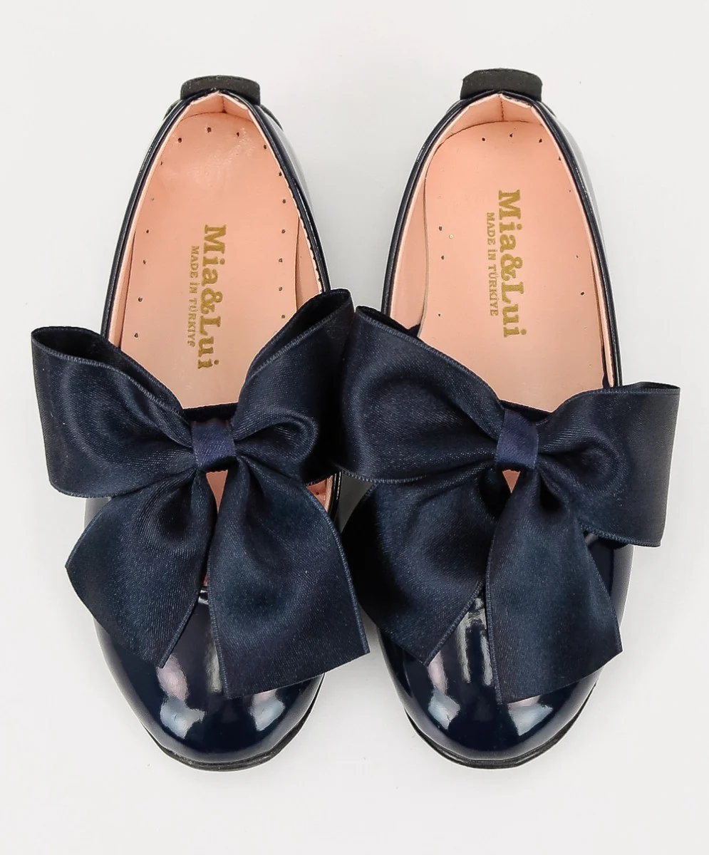 Girls Patent Flat Mary Jane Shoes - ELENA - Navy Blue - Image 5