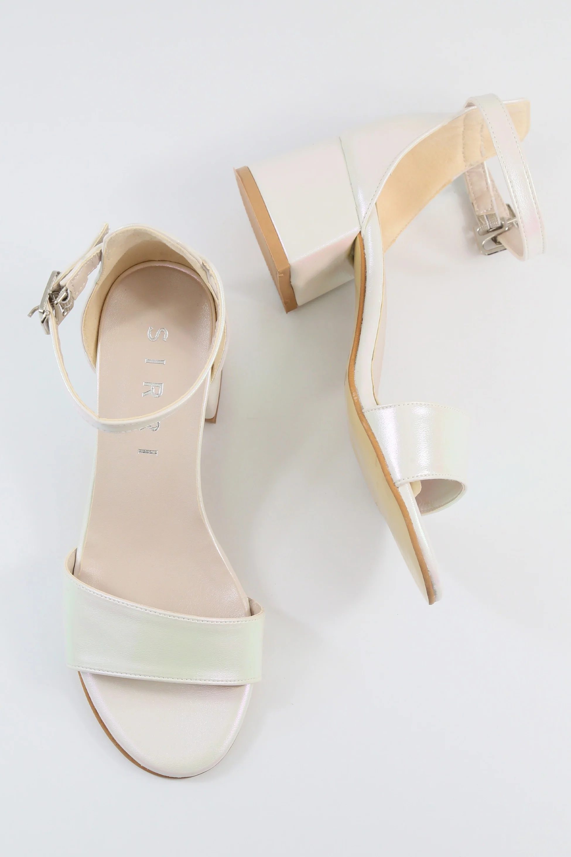 Girls Ankle-Strap Iridescent Block Heels Sandals - GRACE - Ivory - Image 5