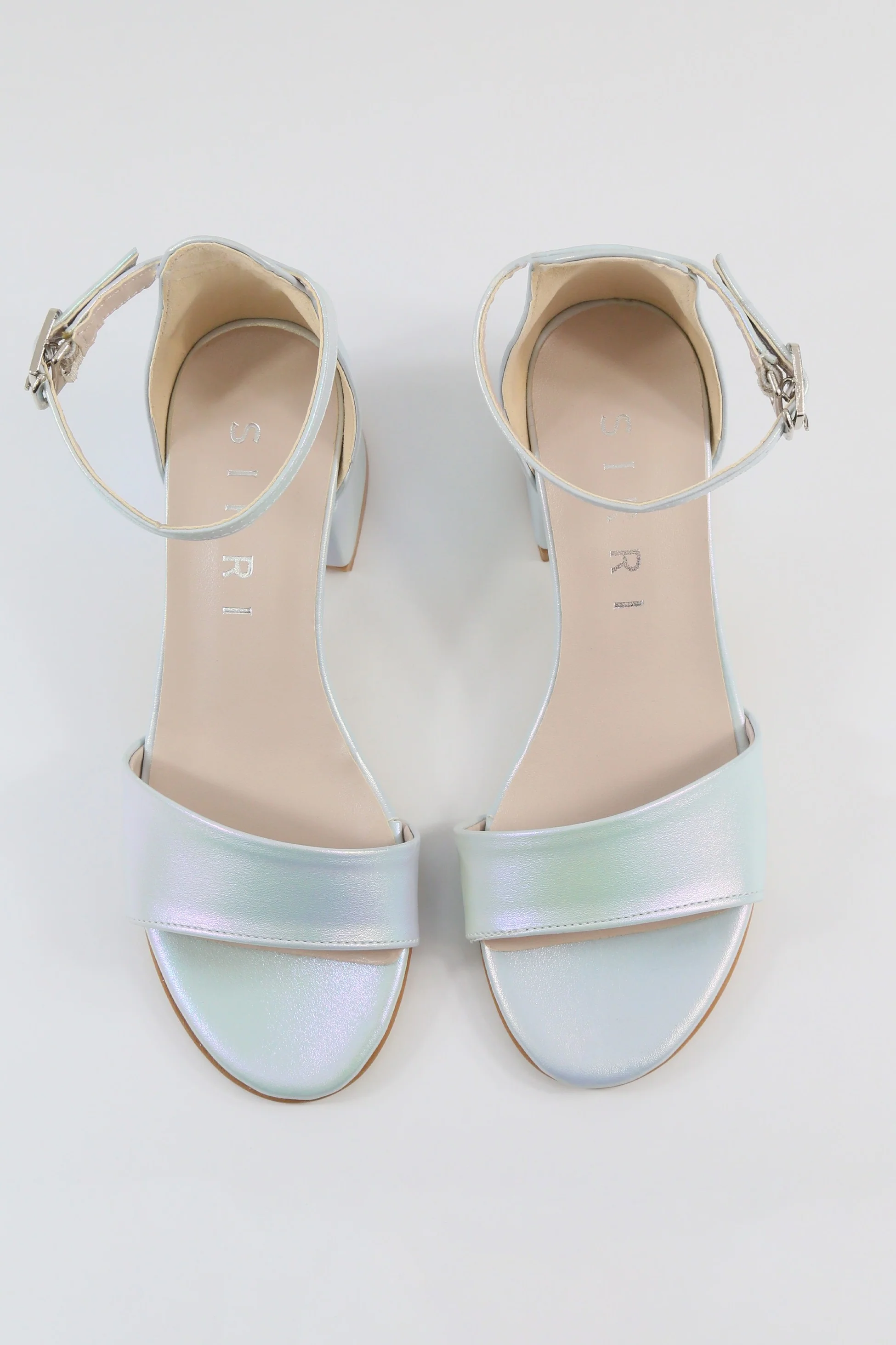 Girls Ankle-Strap Iridescent Block Heels Sandals - GRACE - Silver - Image 3