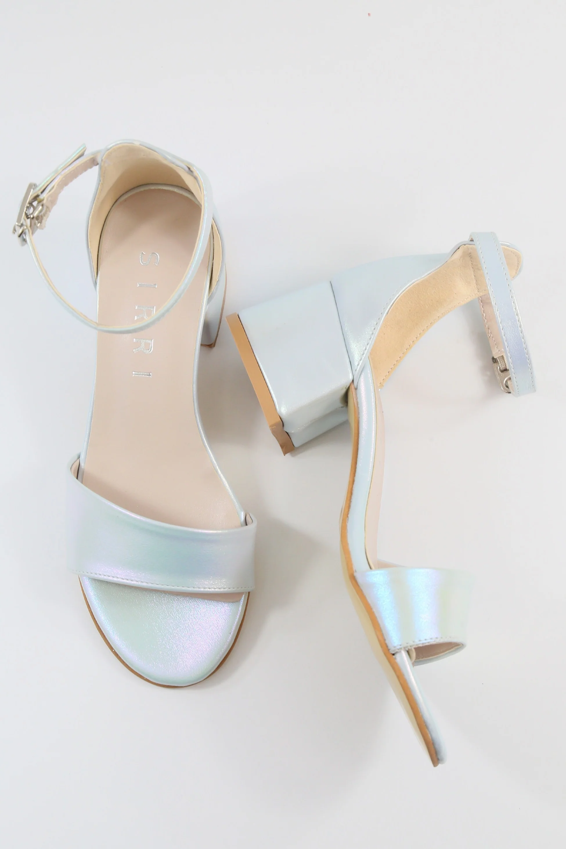 Girls Ankle-Strap Iridescent Block Heels Sandals - GRACE - Silver - Image 5