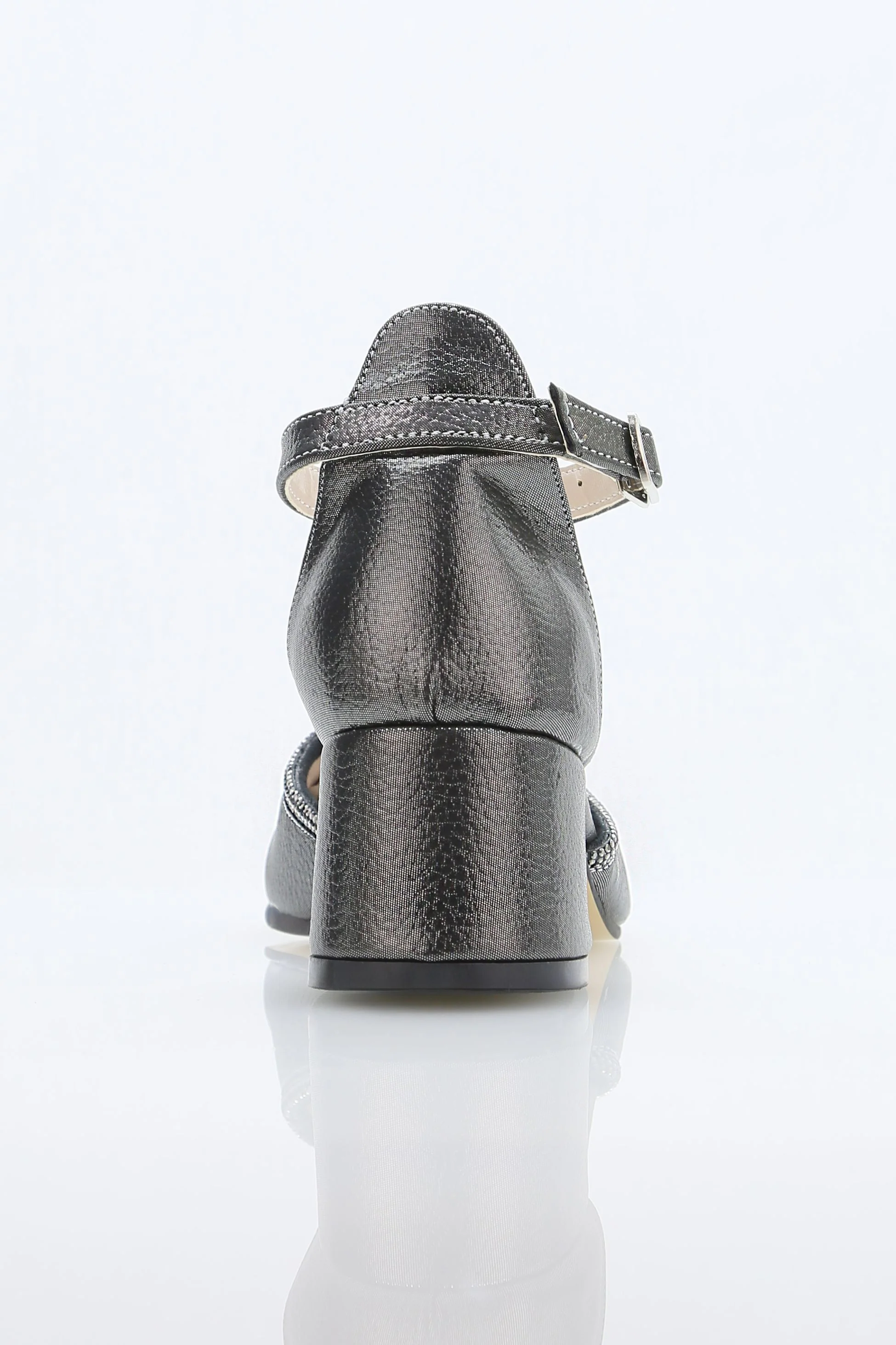 Girls' Ankle Strap Textured Block Heel Shoes – JEWEL - Platinum - Image 7