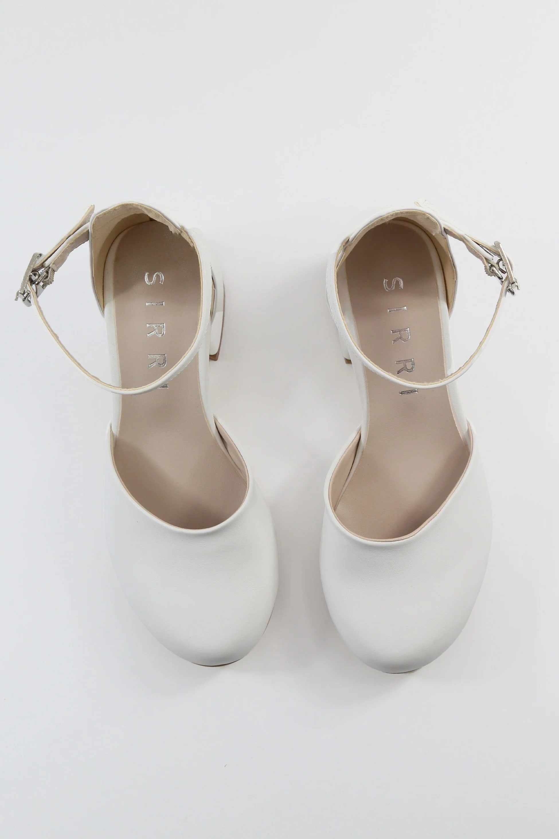 Girls' Ankle Strap White Block Heel Shoes – ELISE - White - Image 2