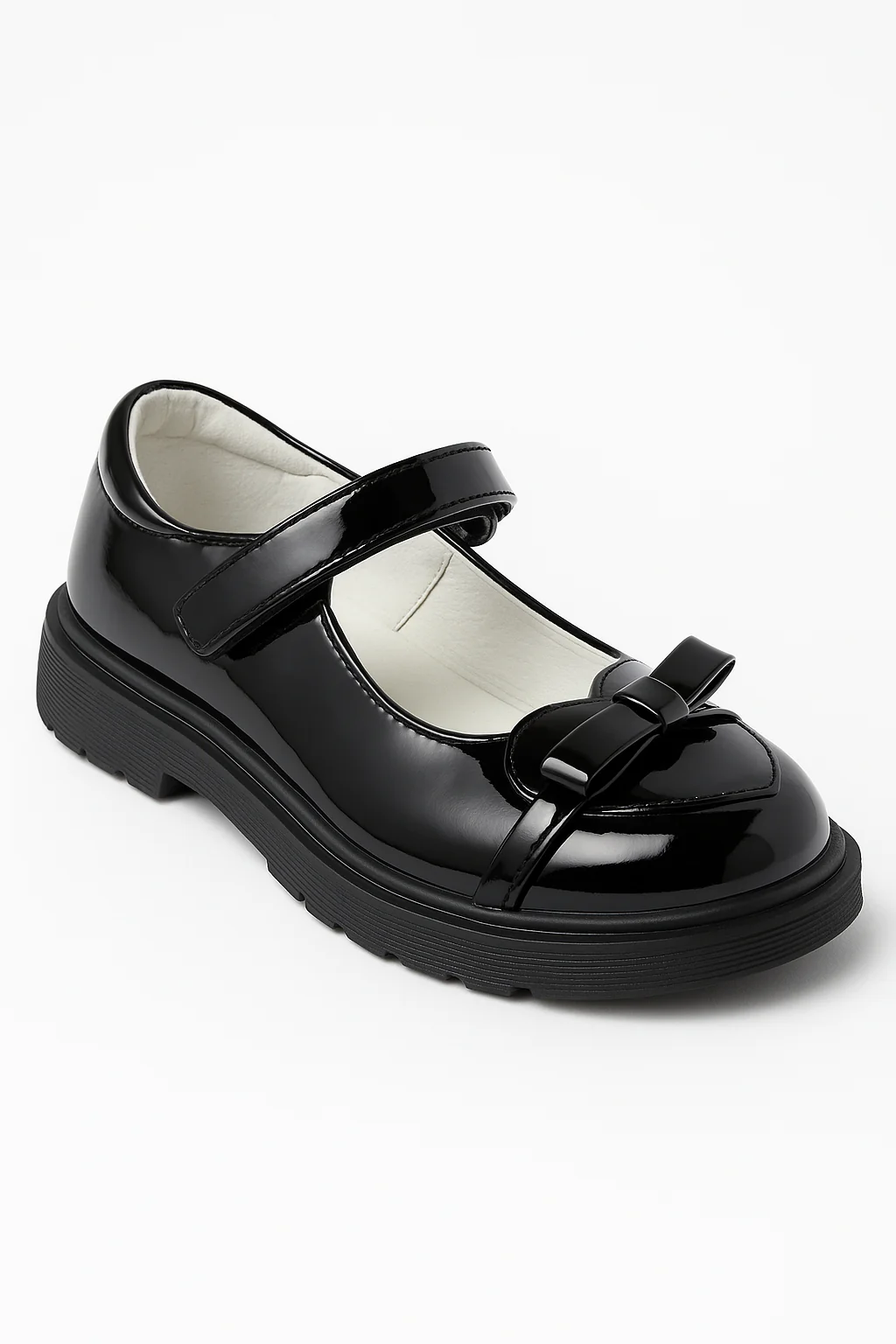 Girls Black Patent Mary Jane Dress Shoes with Bow