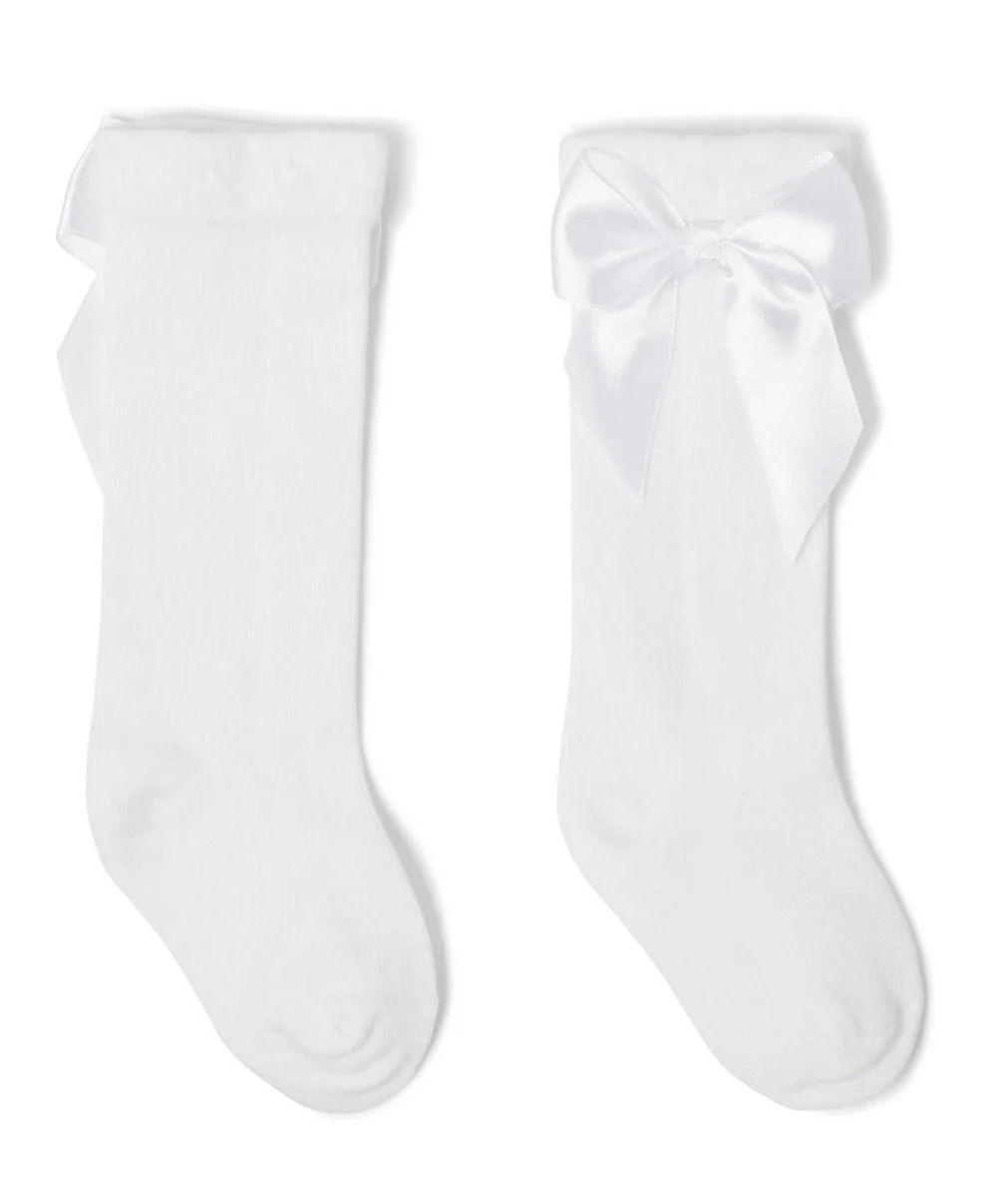 Girls' Bow Knee-High Dress Socks - VICTORIA - White - Image 2