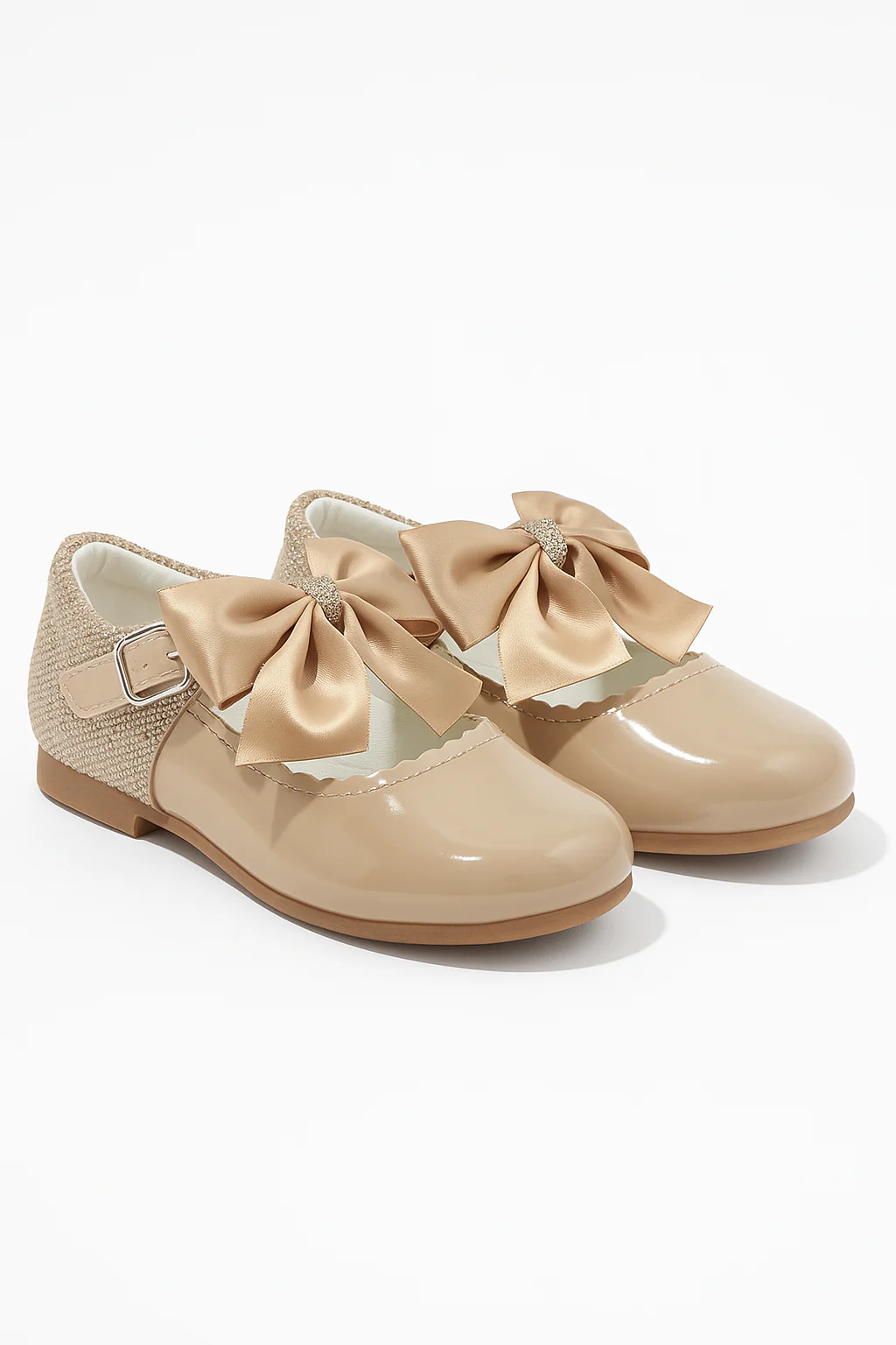 Girls Bow Patent Mary Jane Shoes – KRISTY - Camel - Image 3