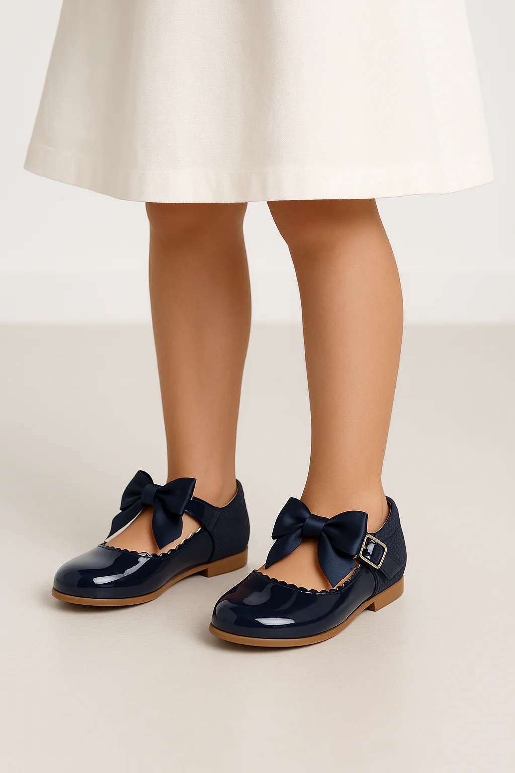 Girls Bow Patent Mary Jane Shoes – KRISTY - Navy Blue - Image 4