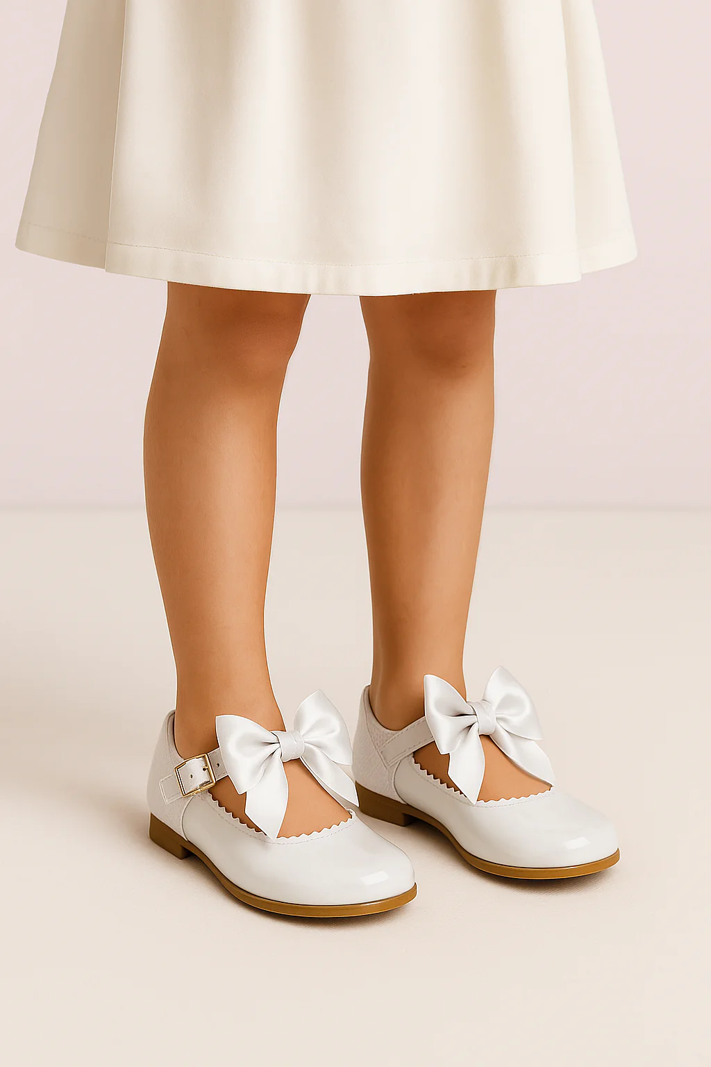 Girls Bow Patent Mary Jane Shoes – KRISTY - White - Image 4