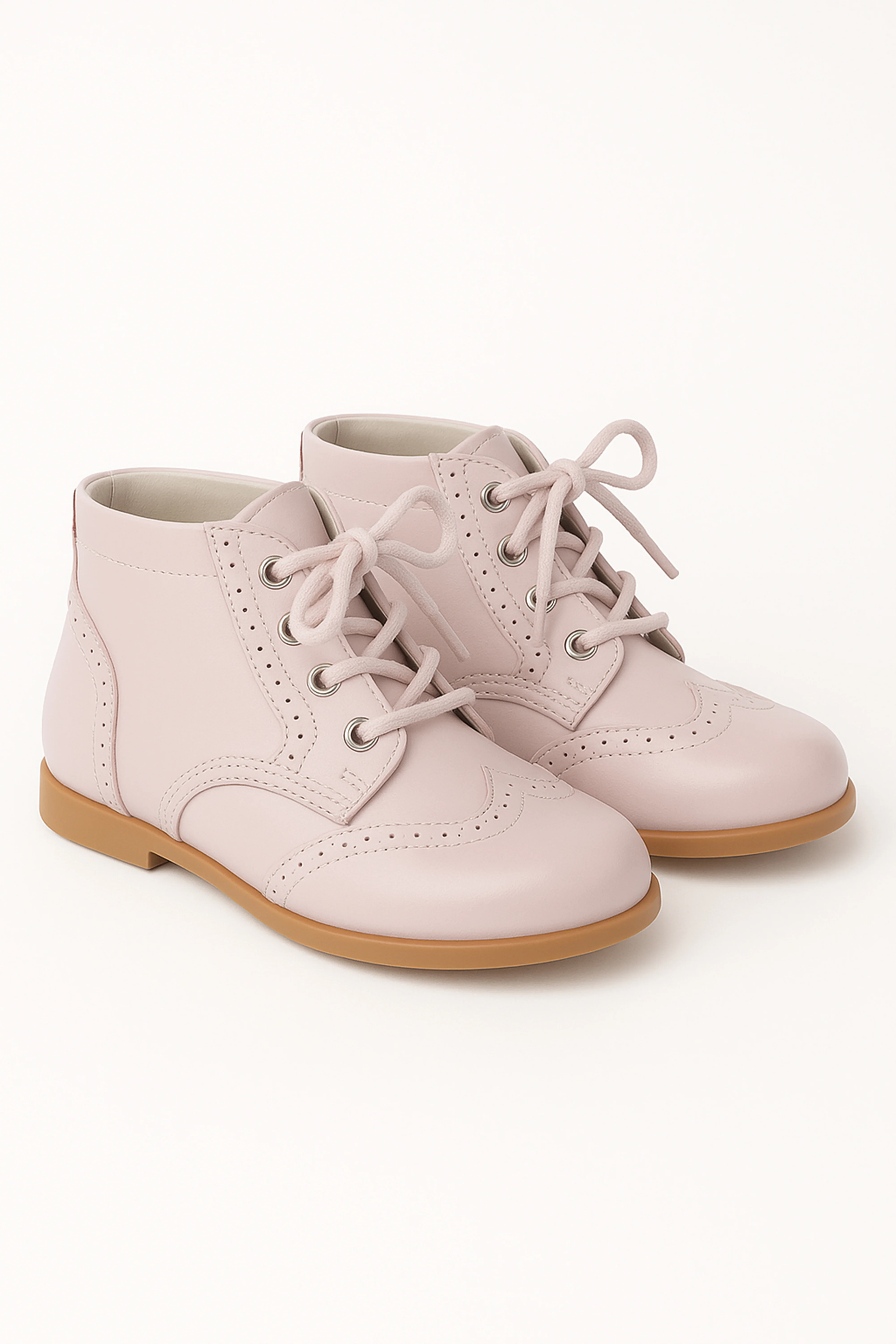 Unisex Kids Patent Leather Brogue Ankle Boots - QUINN - Pink - Image 3