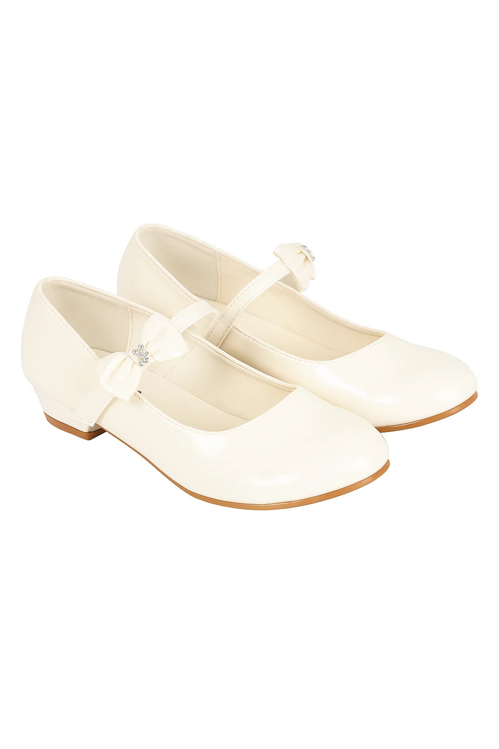 Girls Medium Heel Patent Mary Jane Shoes -DANIELLE - Ivory - Image 3