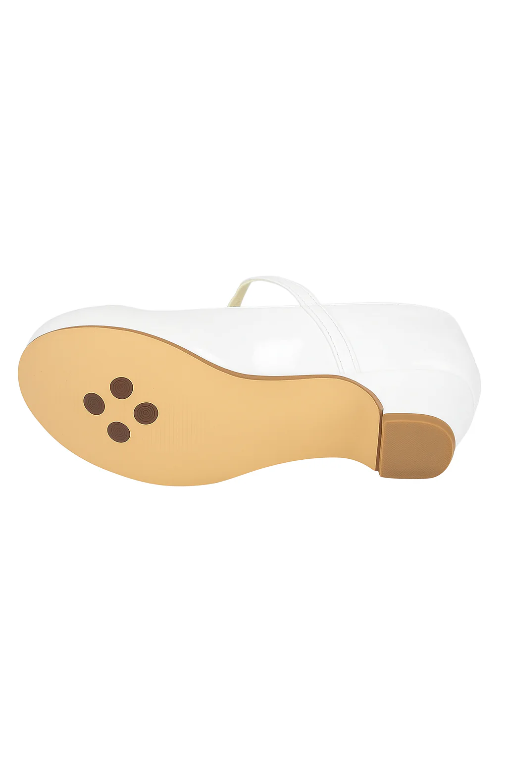 Girls Medium Heel Patent Mary Jane Shoes -DANIELLE - White - Image 6