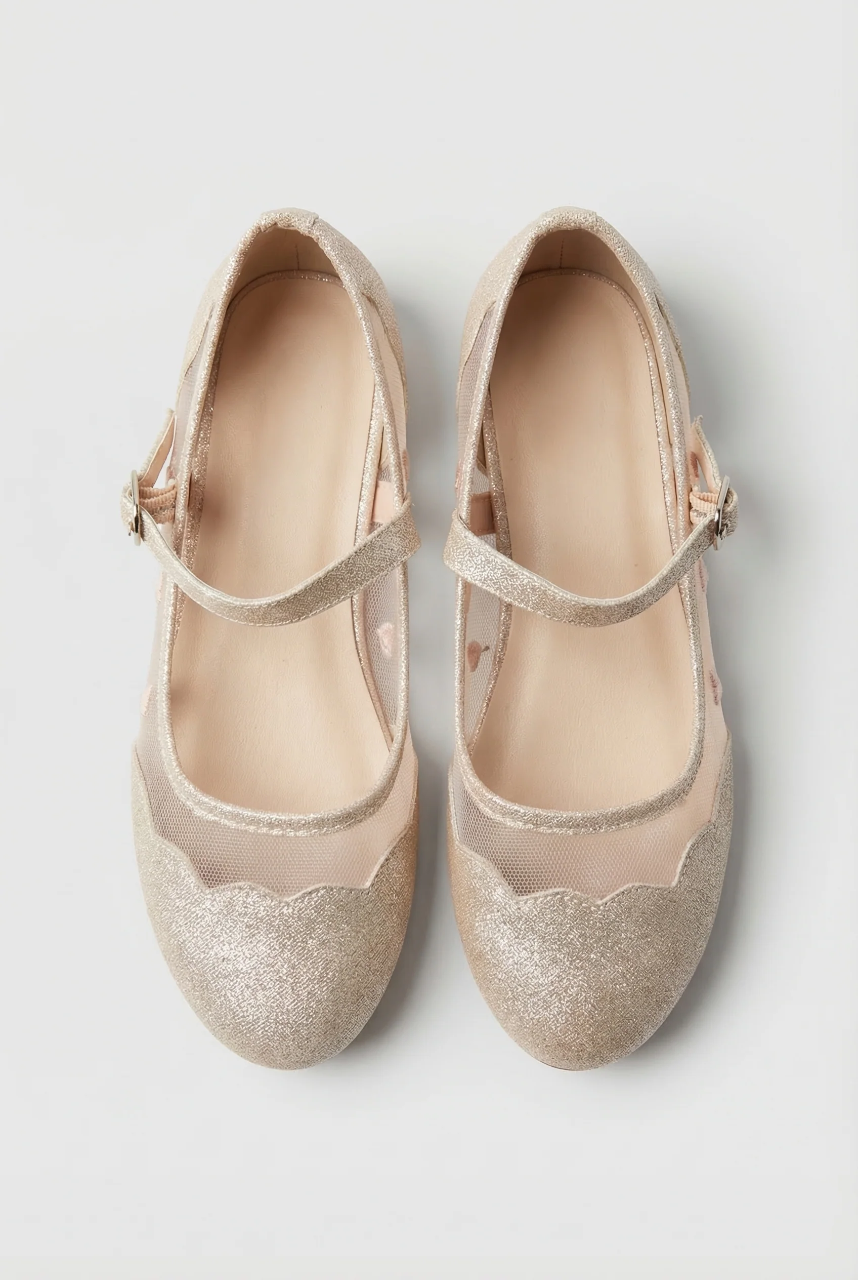 Girls Heart Mesh Mary Jane Flat Shoes - Julianna Pink - Image 2